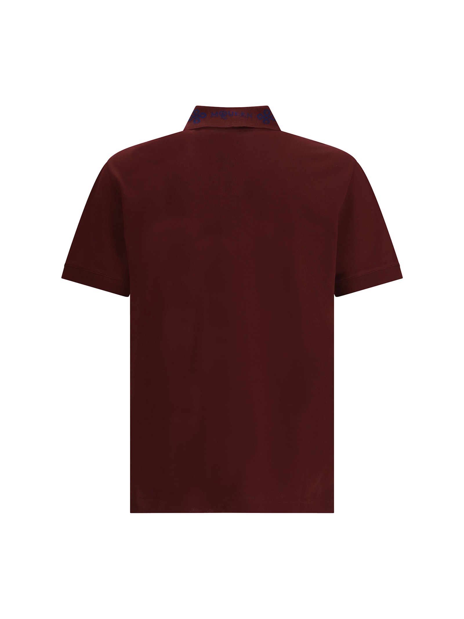 Alexander Mcqueen Men Polo Shirt With Logo On The Collar In Brown