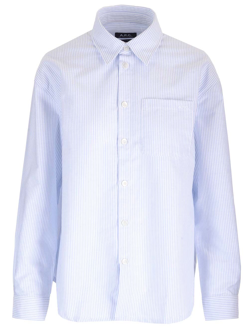 Shop Apc Boyfriend Shirt In Organic Cotton In Light Blue