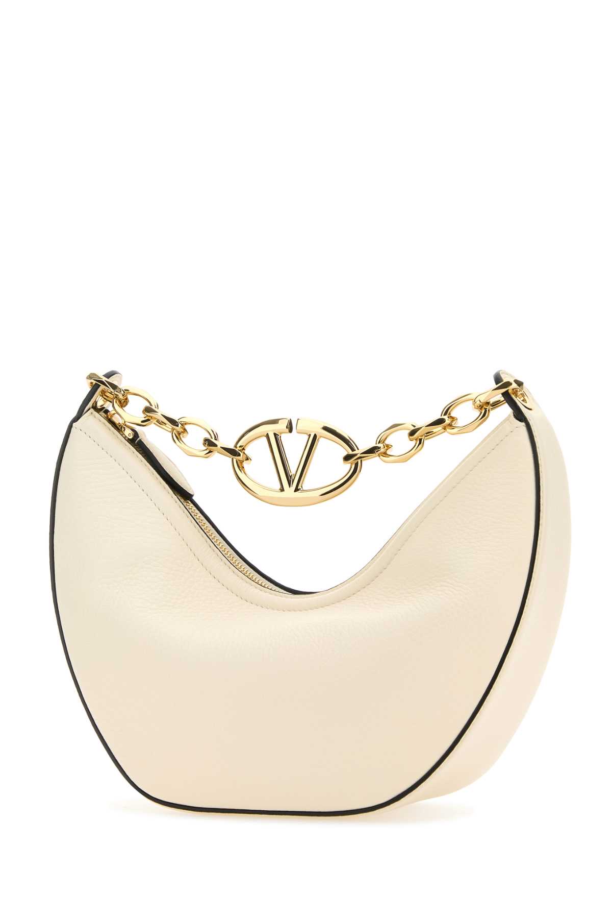 Shop Valentino Ivory Leather Vlogo Shoulder Bag