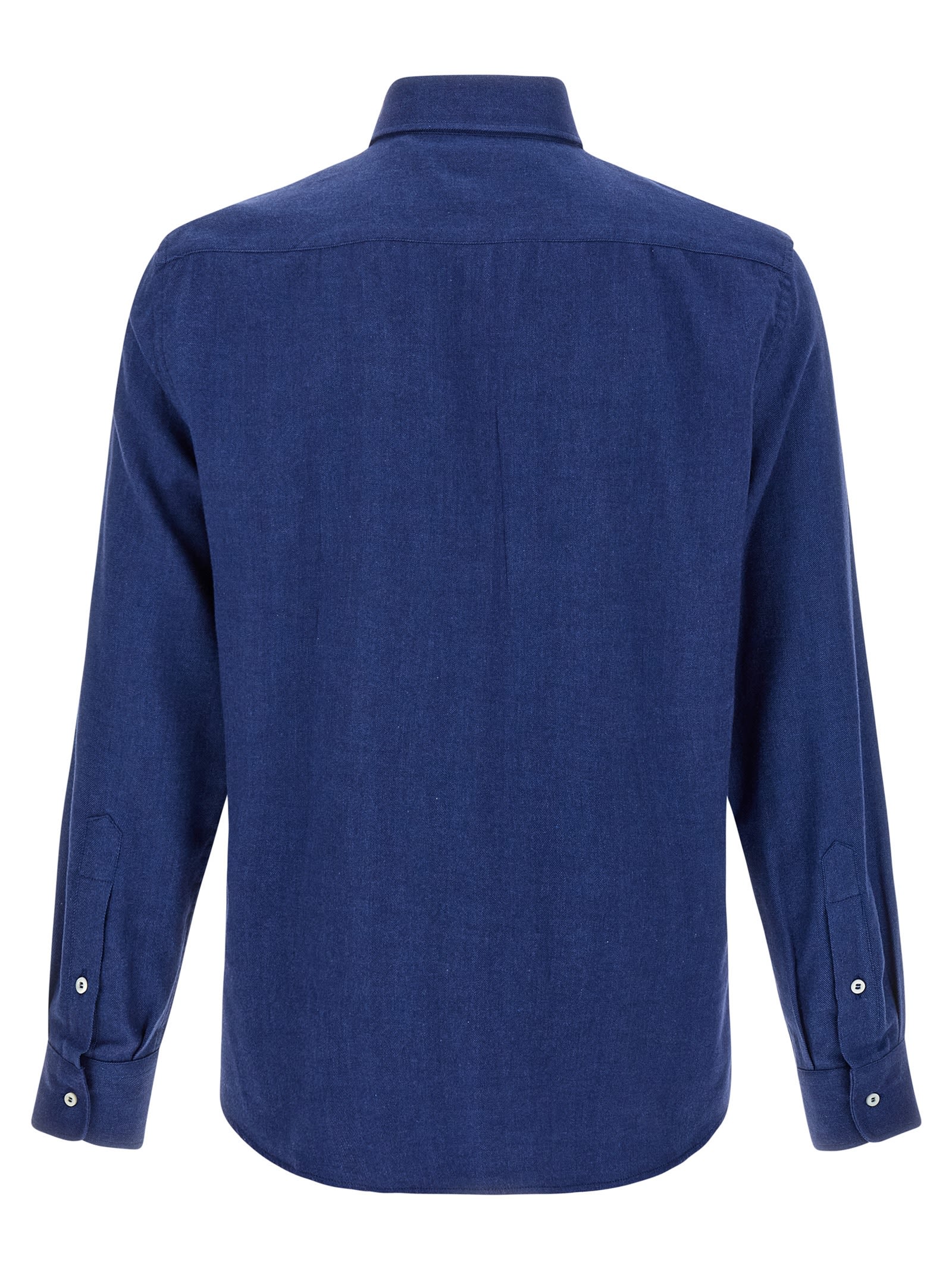 Brunello Cucinelli Tailored Herringbone Shirt Collar Button-down In Blue