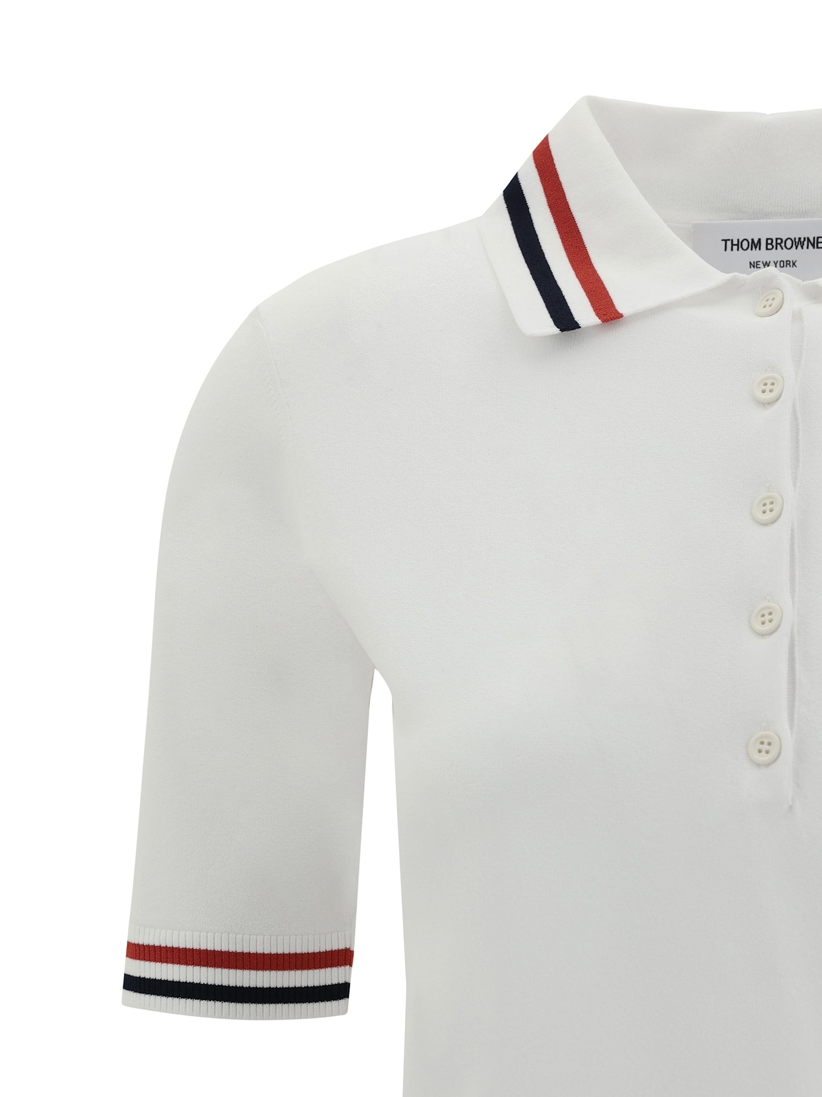 Thom Browne Polo Shirt With Iconic Striped Collar In White