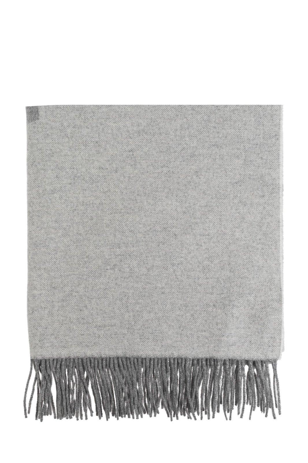 Shop Emporio Armani Wool Scarf With Logo In Grey