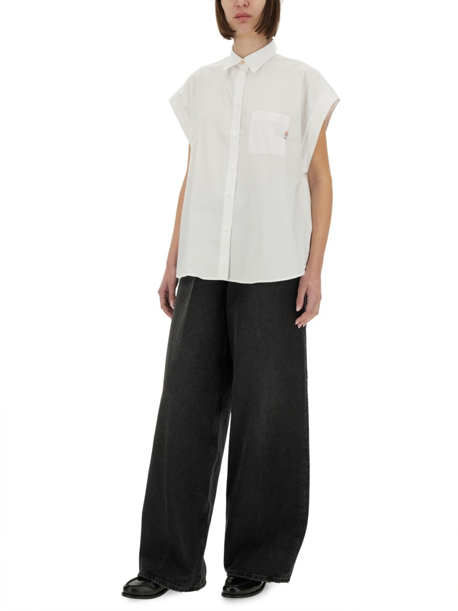 Ps By Paul Smith Ps Paul Smith White Cotton Shirt With Short Rolled Sleeves In White