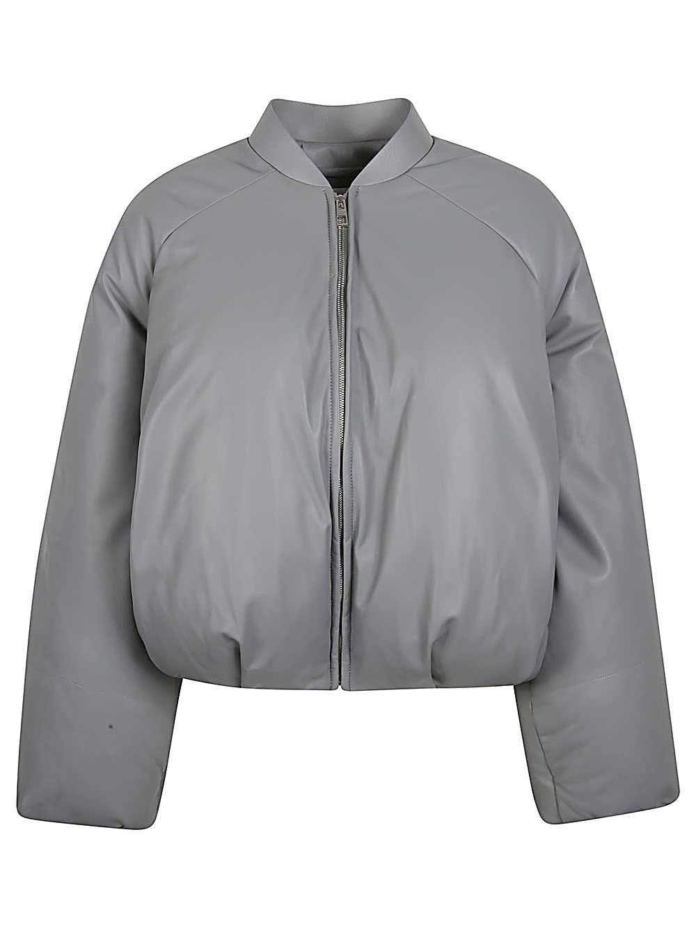 Loewe Leather Padded Bomber Jacket In Gray