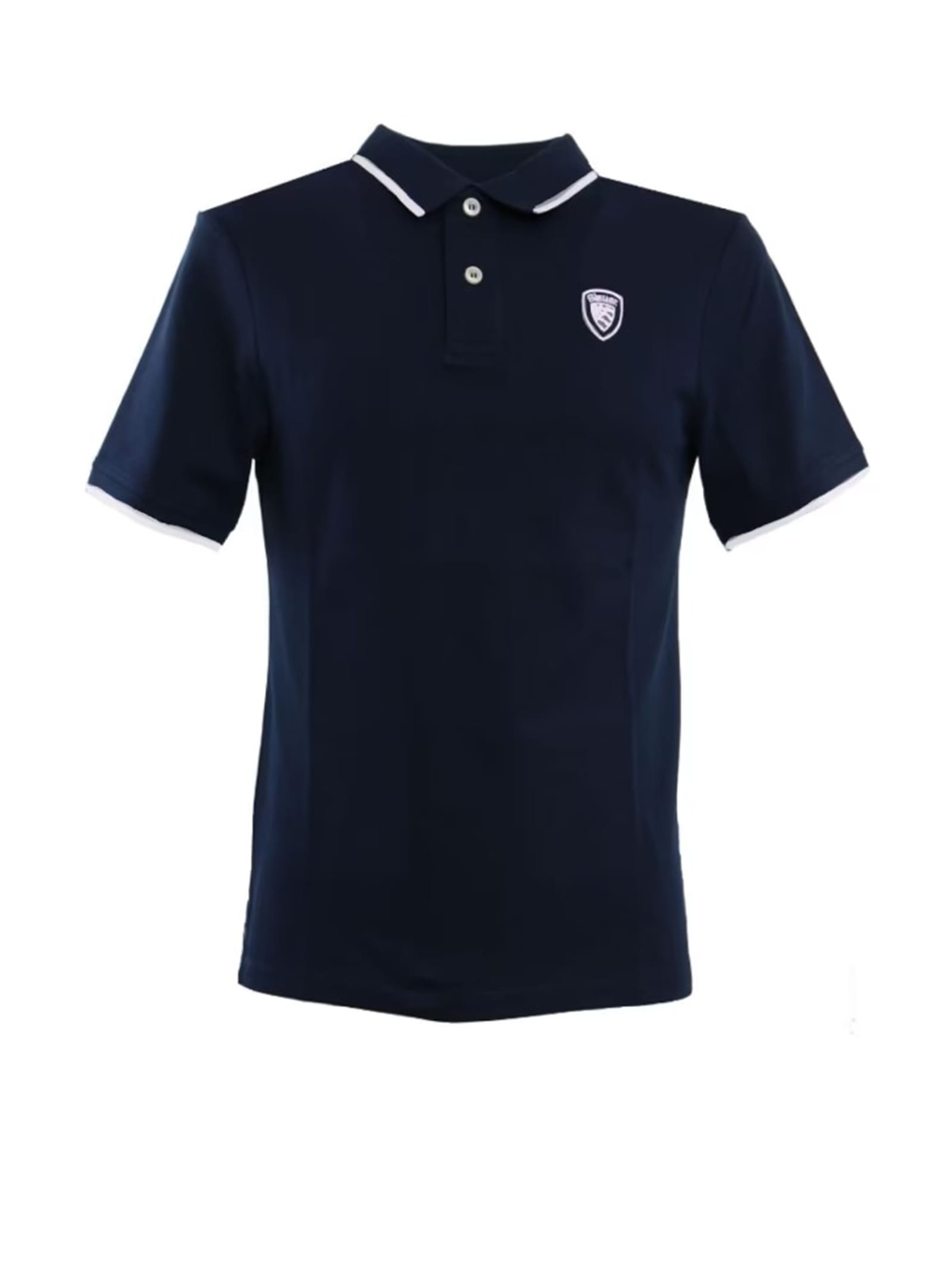 Navy Blue Short-sleeved Polo Shirt With Inserts