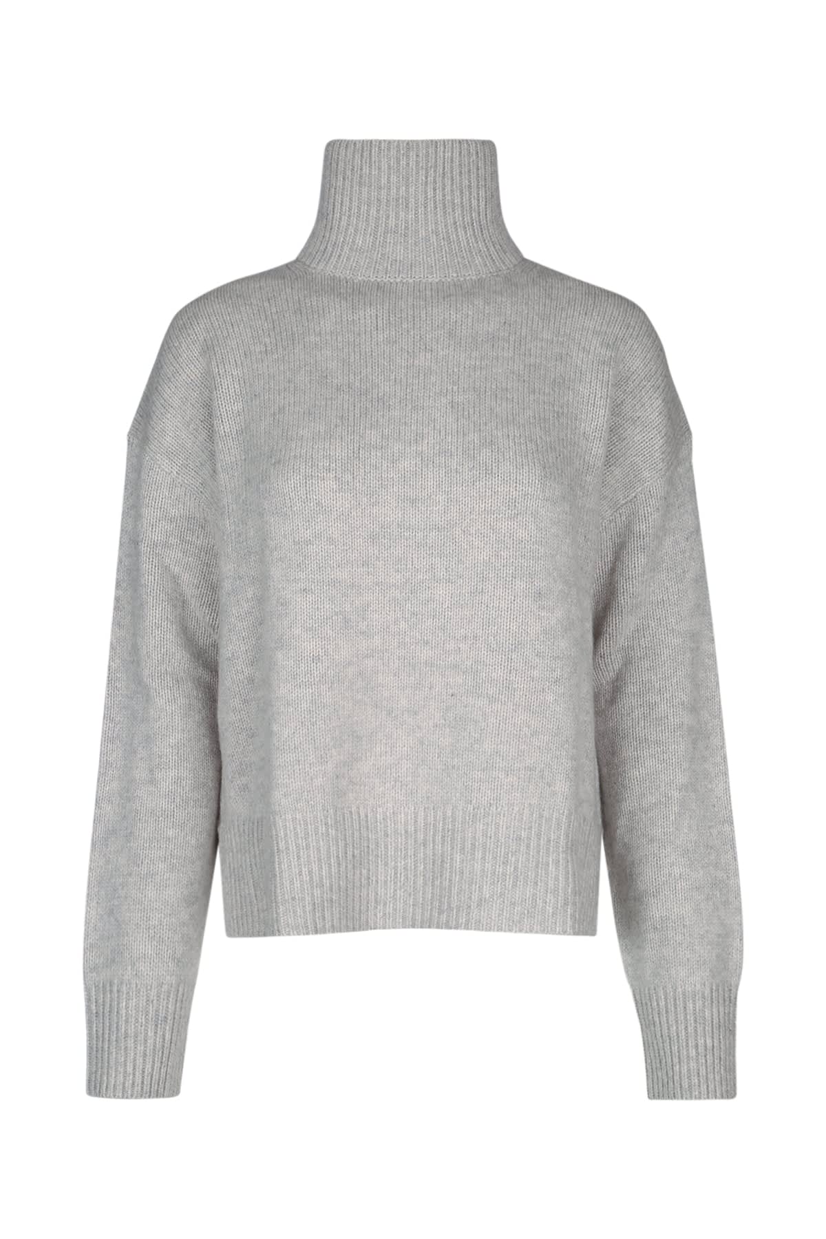 Shop Calvin Klein Cashmere Blend High-neck Sweater In Lightgreyheather