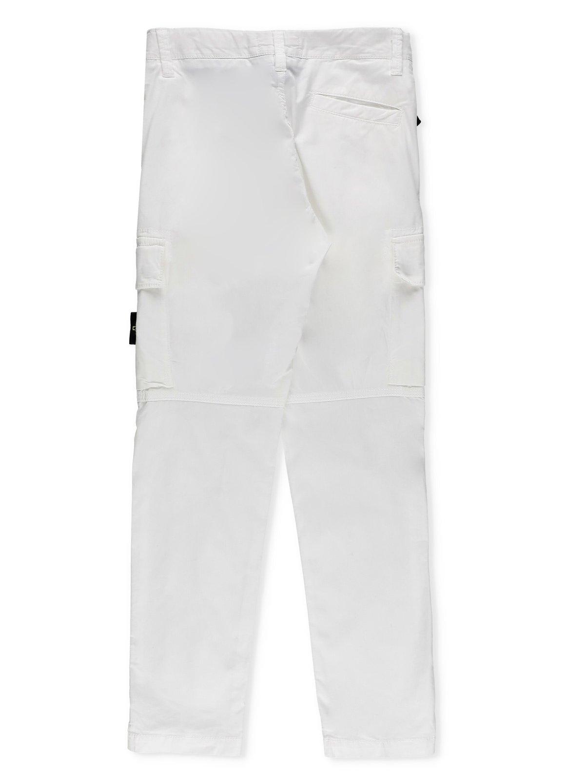 Shop Stone Island Compass-patch Straight-leg Cargo Trousers In Bianco