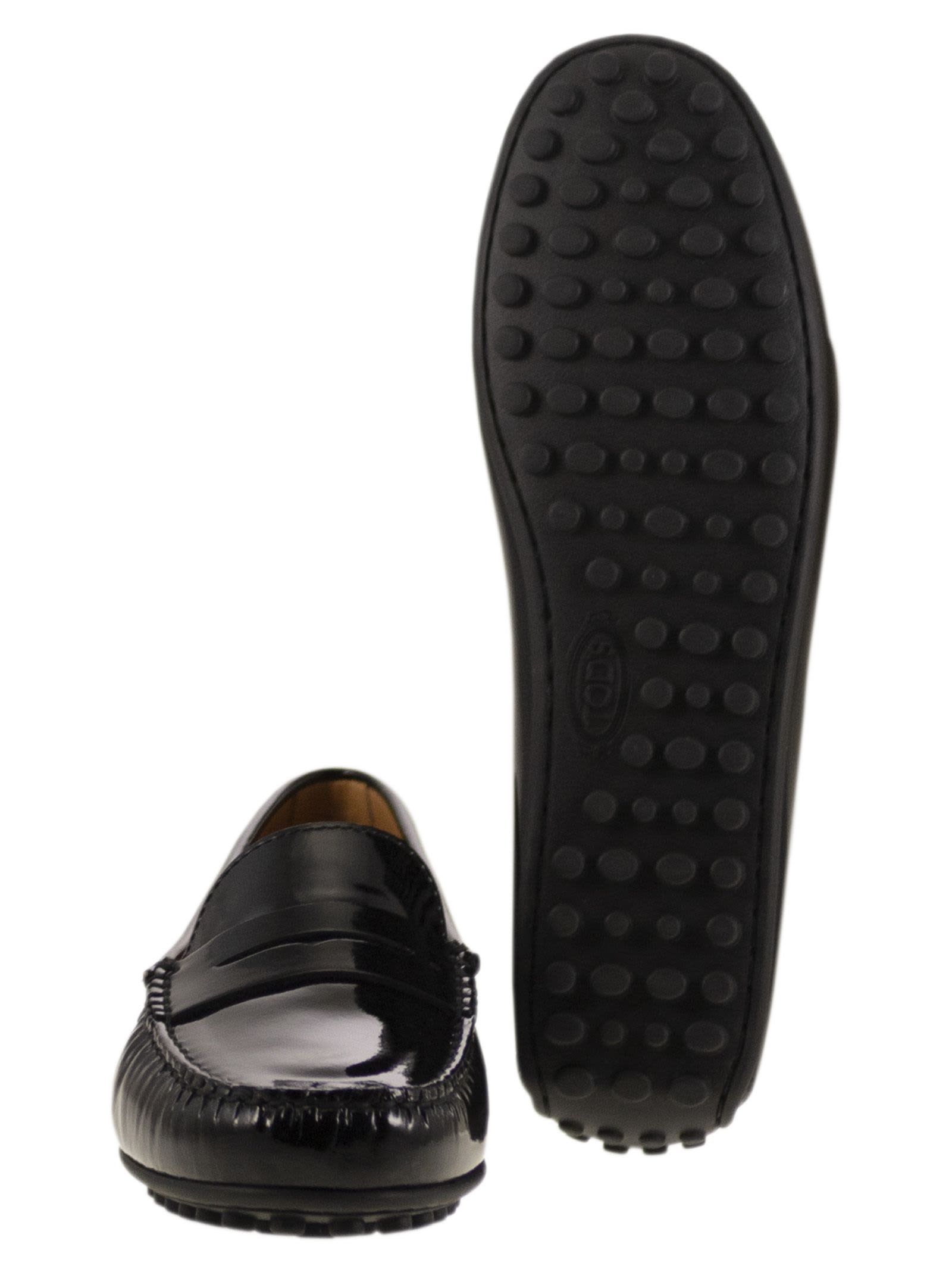 Tod's City Gommino Moccasin In Glossy Leather In Black