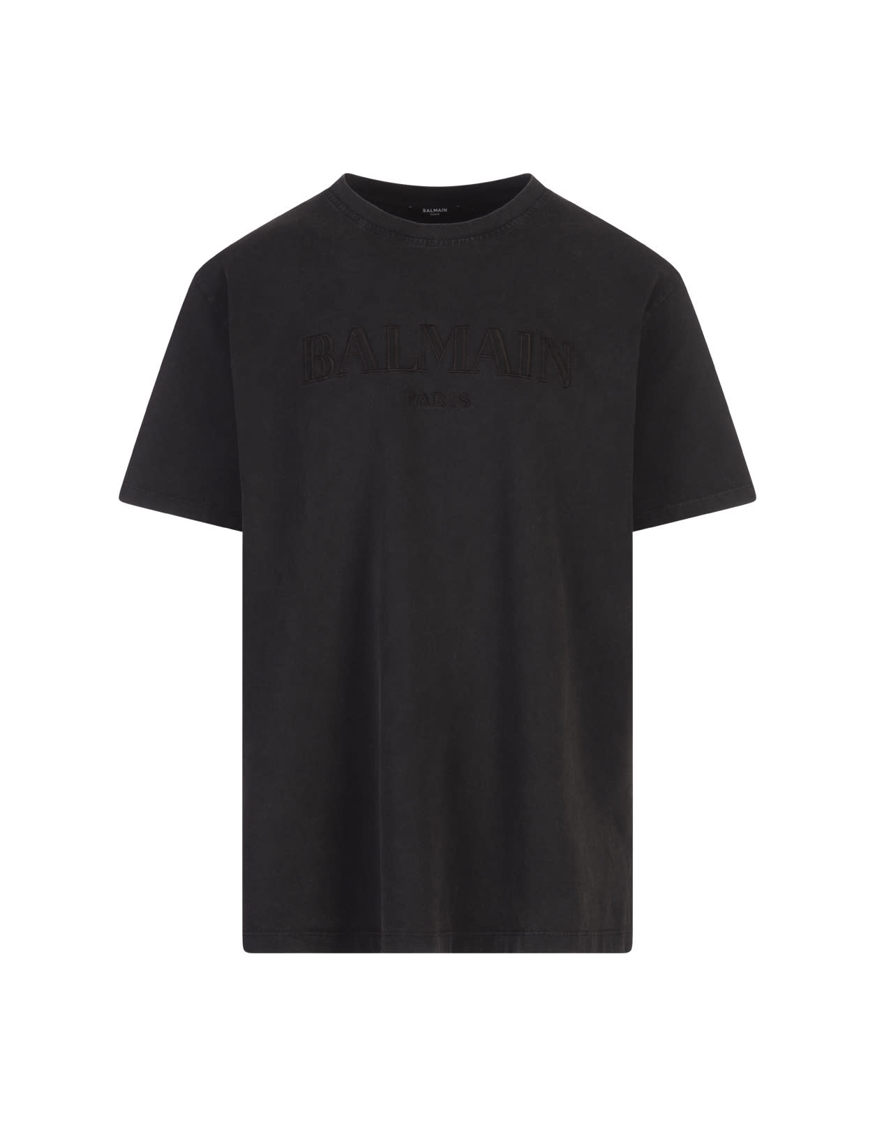 Shop Balmain Black T-shirt With  Vintage Embroidery