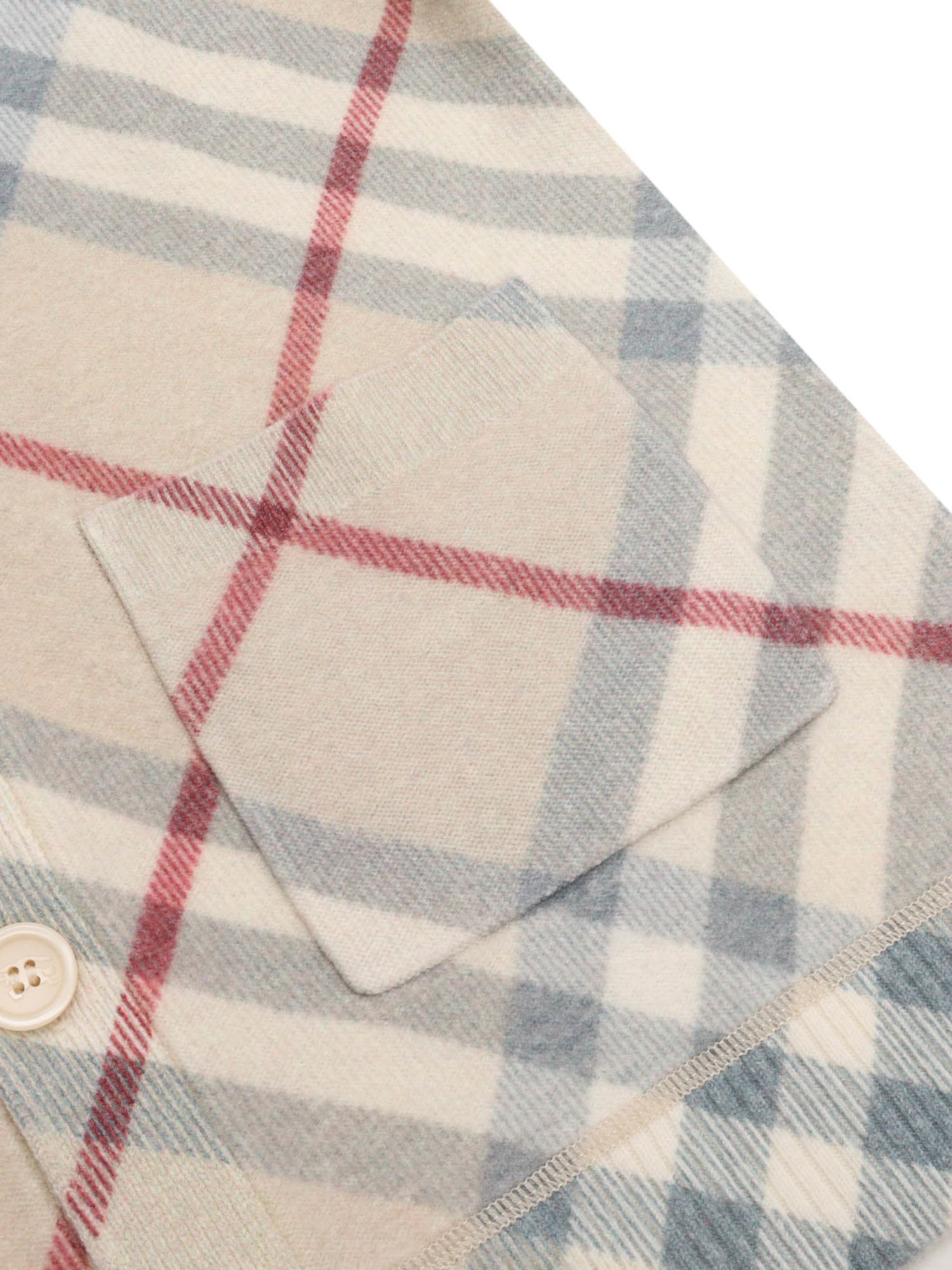 Burberry Girls Pale Stone Ip Check Kids Ashmore Long-sleeve Checked Wool And Cashmere-blend Cardigan In Grey