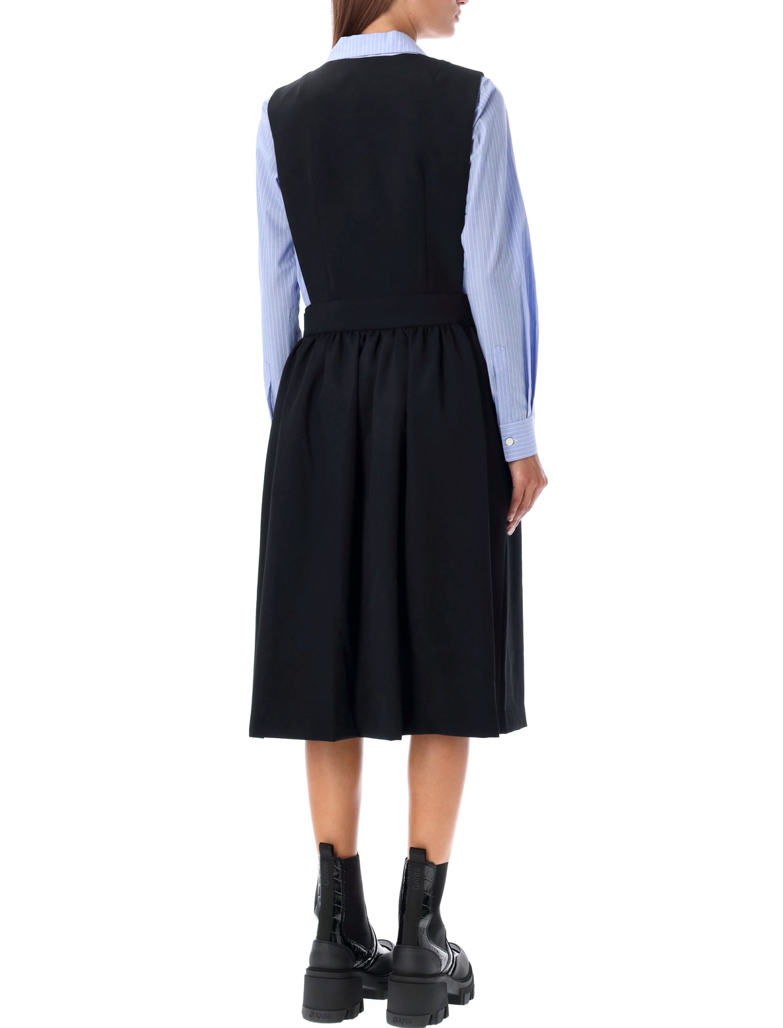 Shop Comme Des Garcons Girl Salopette Midi Dress In Black