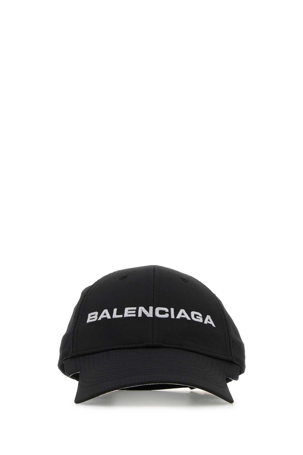 Balenciaga Black Stretch Polyester Baseball Cap In Black