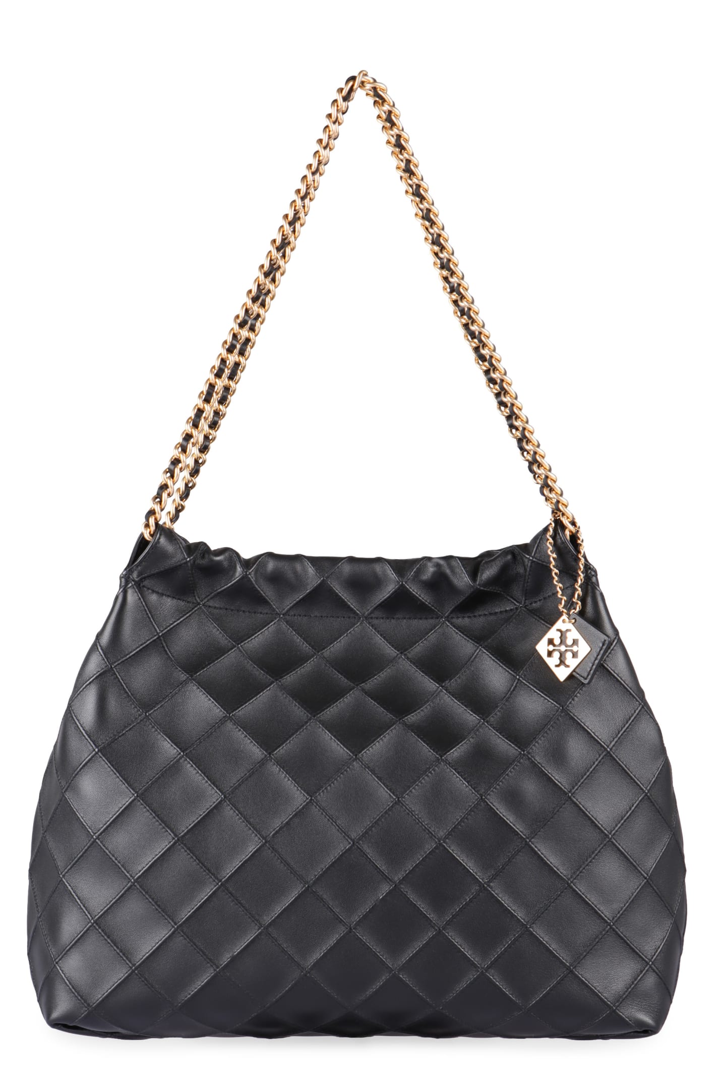 Shop Tory Burch Fleming Leather Bag In Black