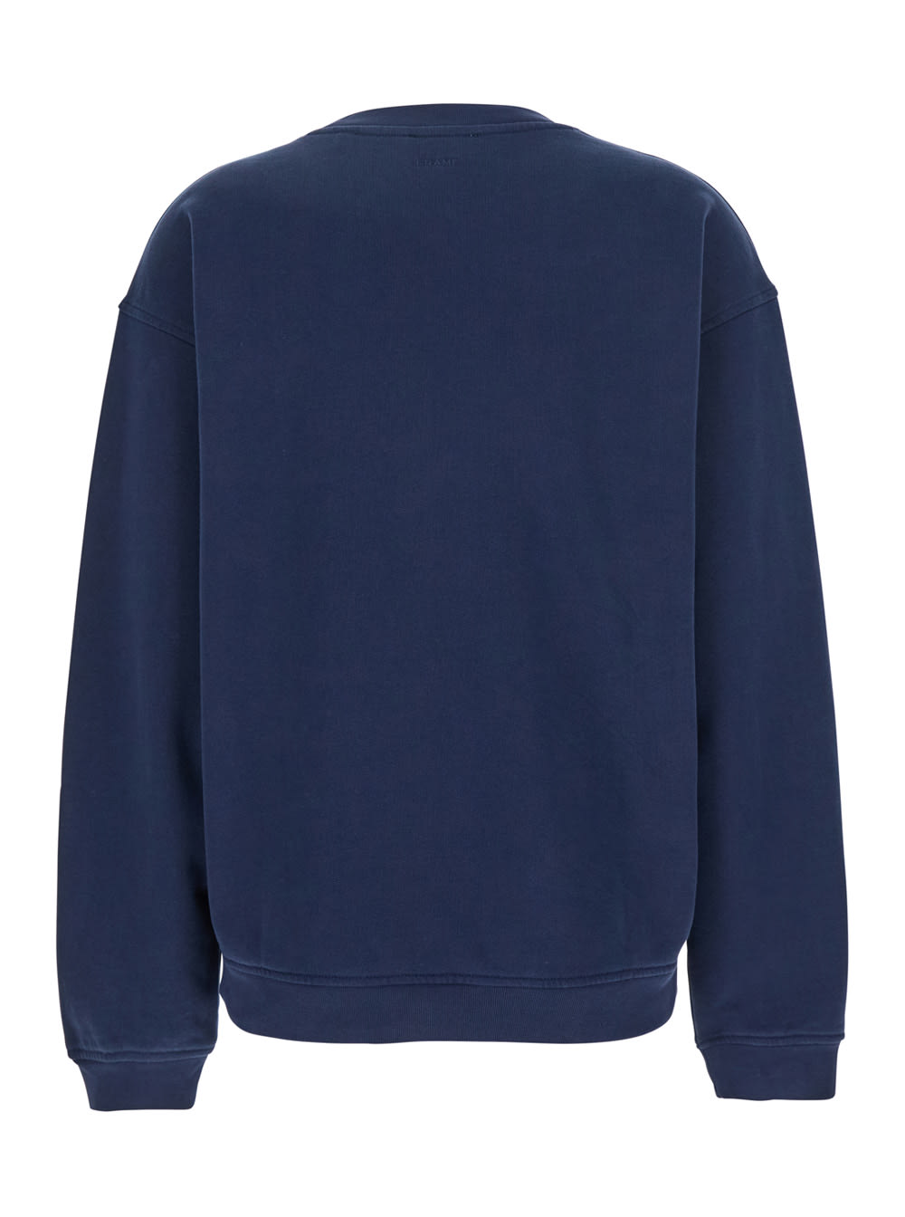 Frame Privacy Please Blue Crewneck T-shirt With Tonal Logo Embroidery On The Front In Cotton Blend Woman In Blu