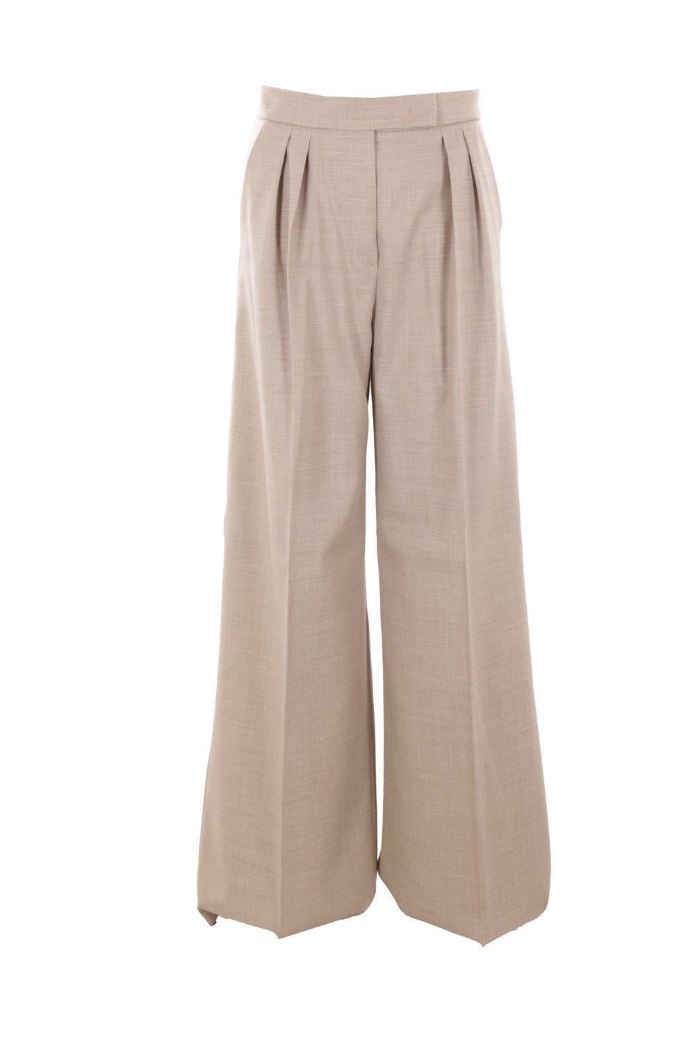 Max Mara Virgin Wool Tailored Trousers In Beige