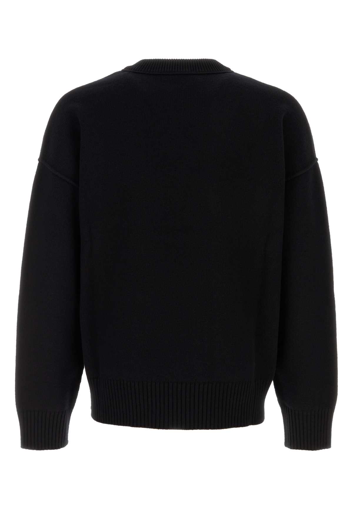 Ami Alexandre Mattiussi Ami Paris Wool Sweater With Heart Intarsia Design In Black