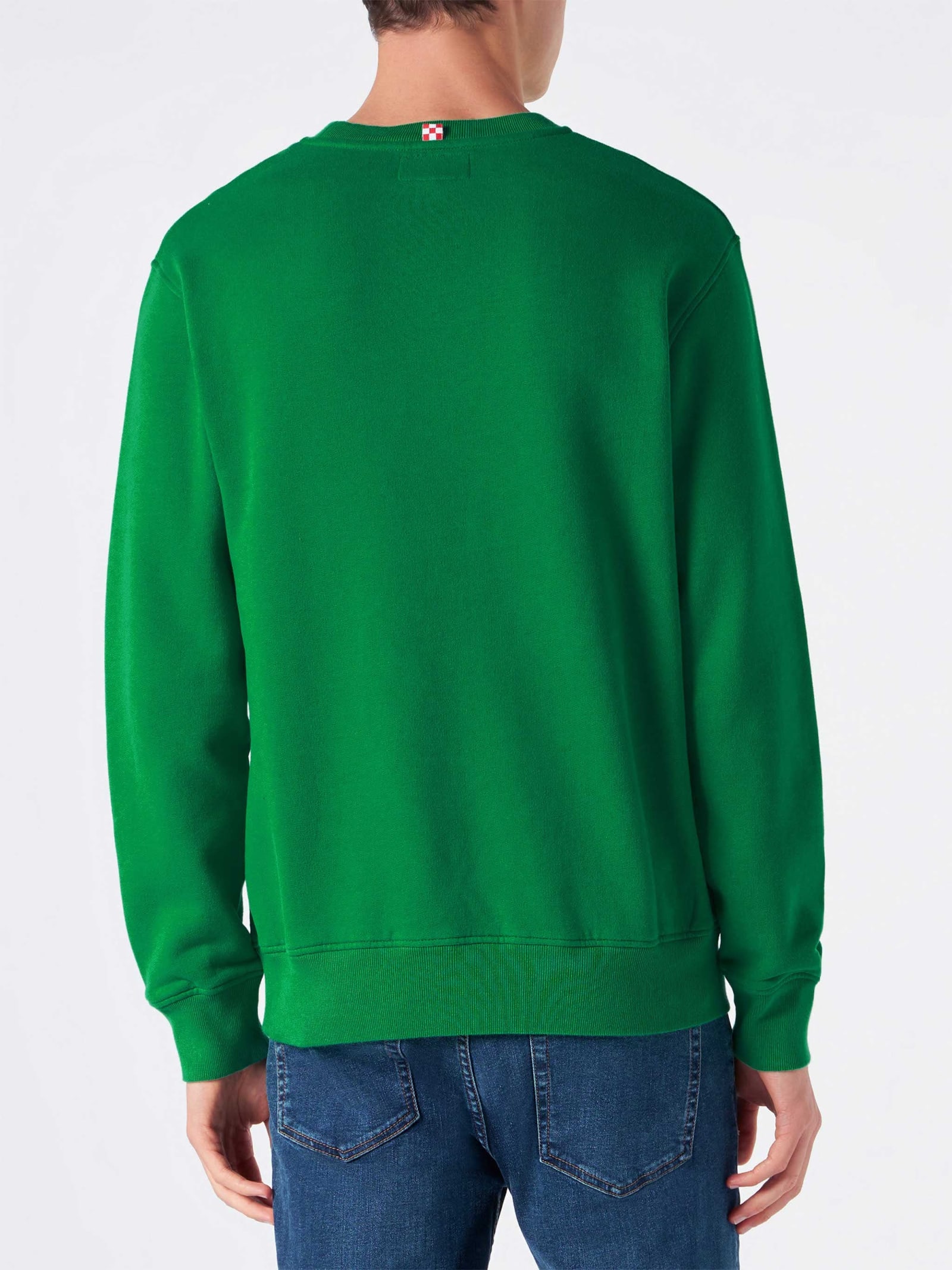 Shop Mc2 Saint Barth Man Crewneck Sweatshirt With Terry Logo In Green