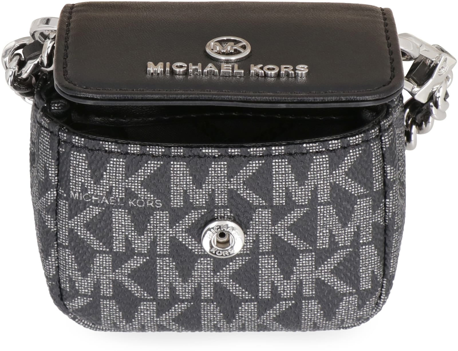 Shop Michael Michael Kors Headphone Holder In Coated Canvas In Black