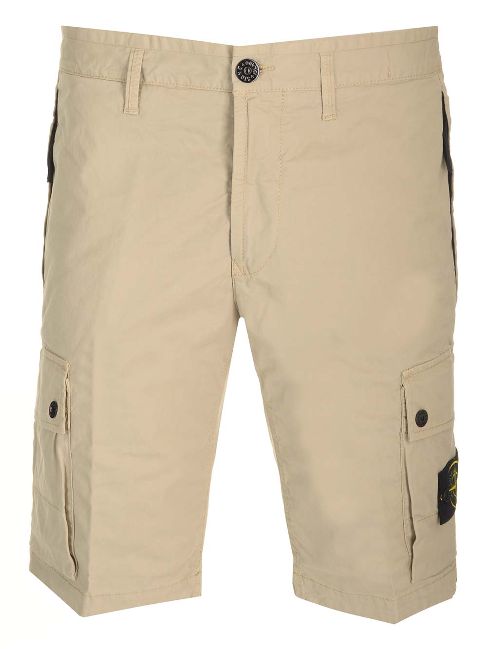 Shop Stone Island Cargo Shorts In Sand-colored Stretch Supima Cotton In Beige