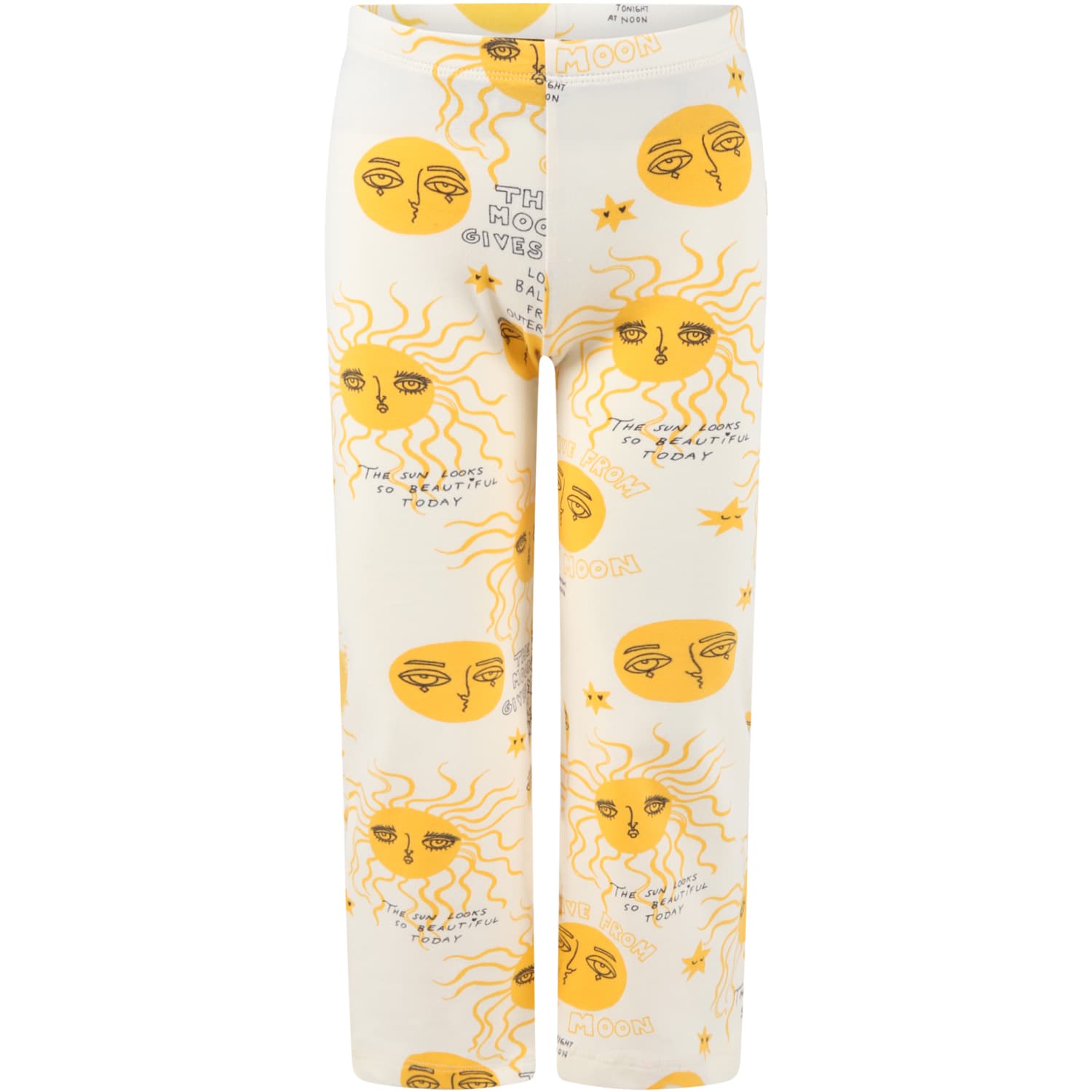 Mini Rodini Ivory Sweatpants For Girl With Yellow Moon