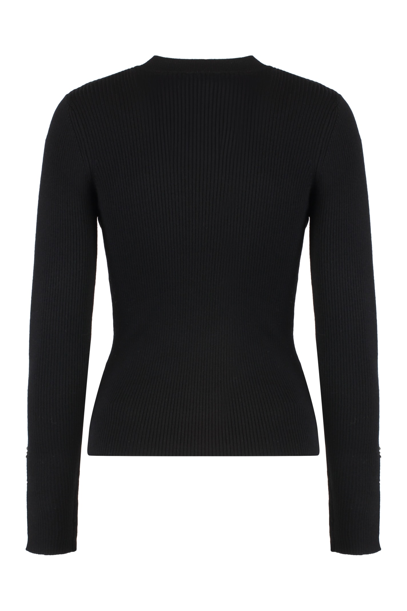 Shop Pinko Rabbocco Knitted Wool-blend Top In Black