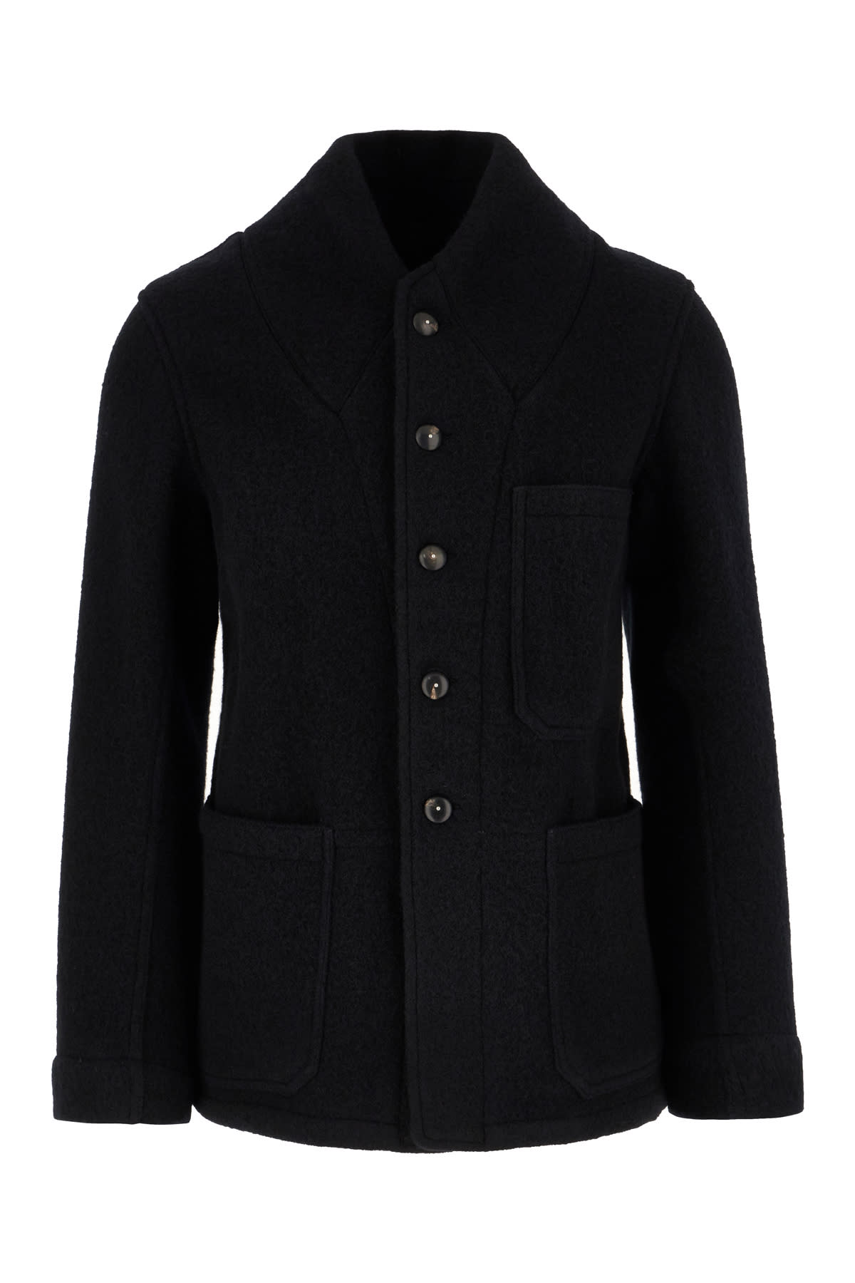 Shop Maison Margiela Black Wool Coat In 900