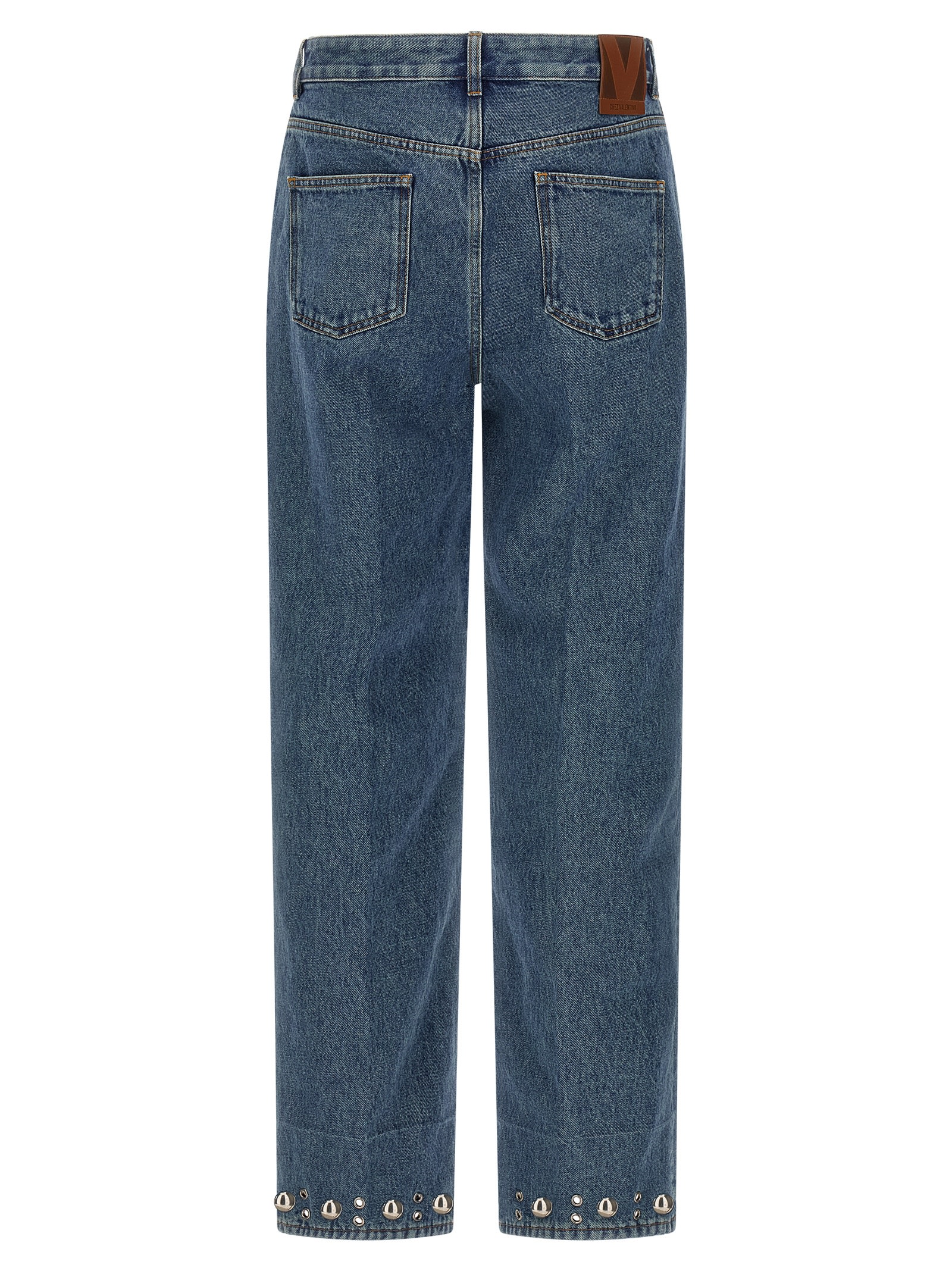 Valentino Studded Straight-leg Jeans In Blue