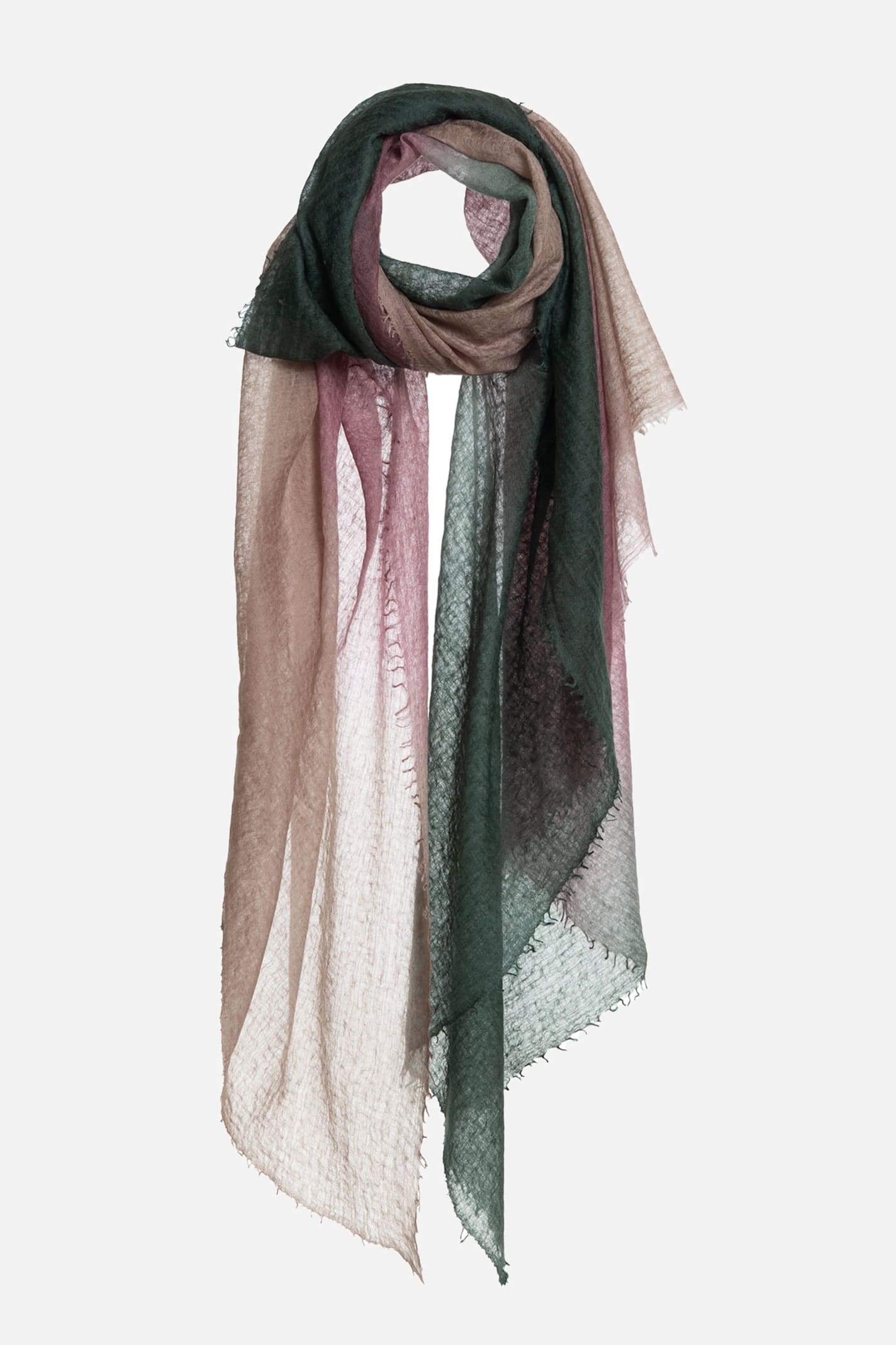 Mirror In The Sky Souffle Semi Felted Degradee Cashmere Scarf In Multi