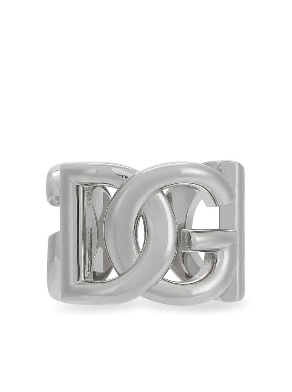 Shop Dolce & Gabbana Dg Logo Ring In Argento Palladio