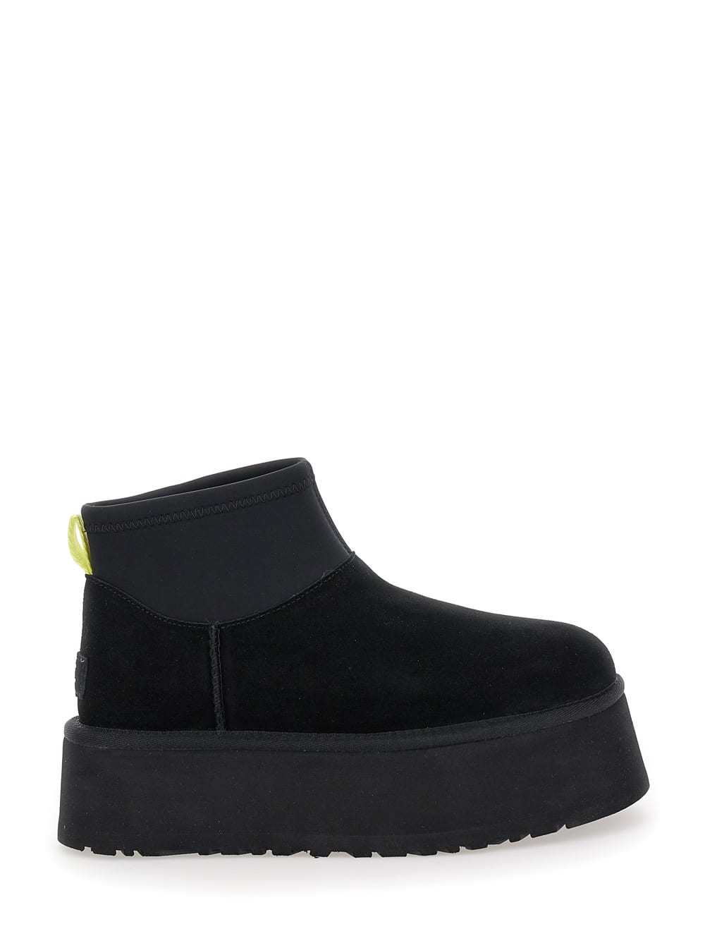 UGG BLACKUGG CLASSIC MINI DIPPER ANKLE BOOTS WITH FABRIC INSERT IN SUEDE WOMAN 