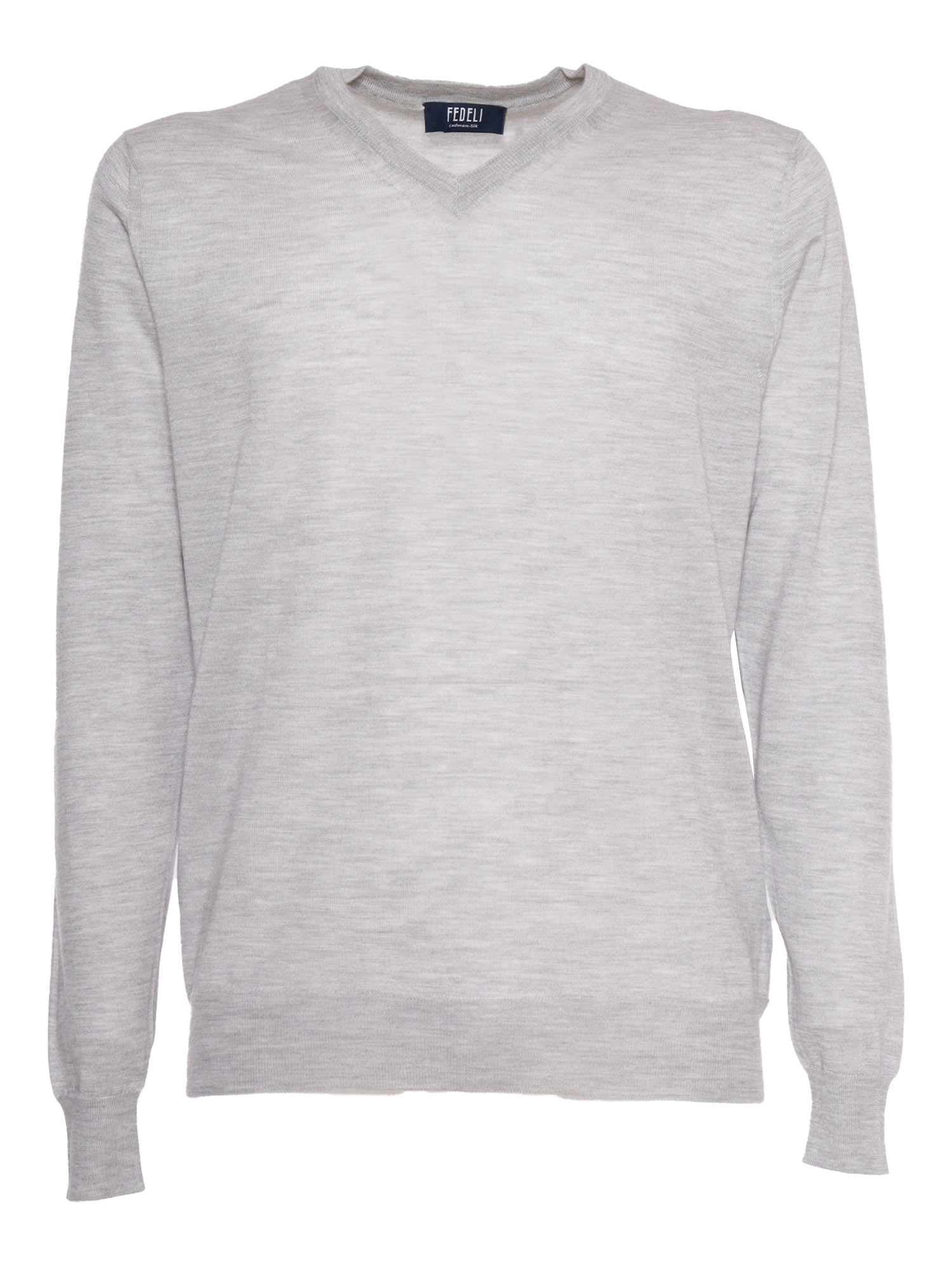 Shop Fedeli V-neck Pullover In Grey