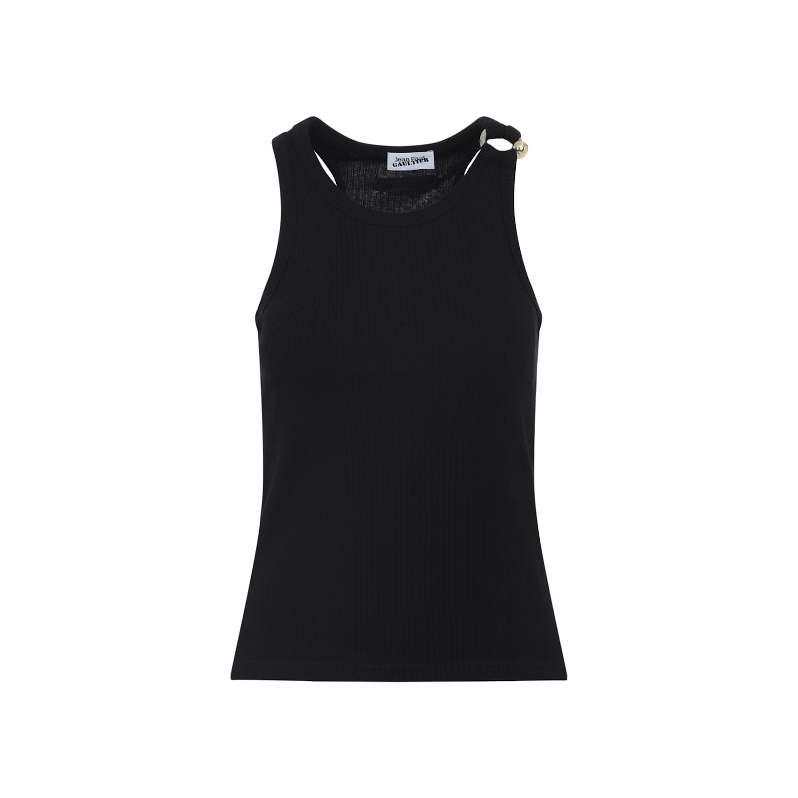 Jean Paul Gaultier Tank Top With Gold-tone Hardware And Ribbed Texture In Black