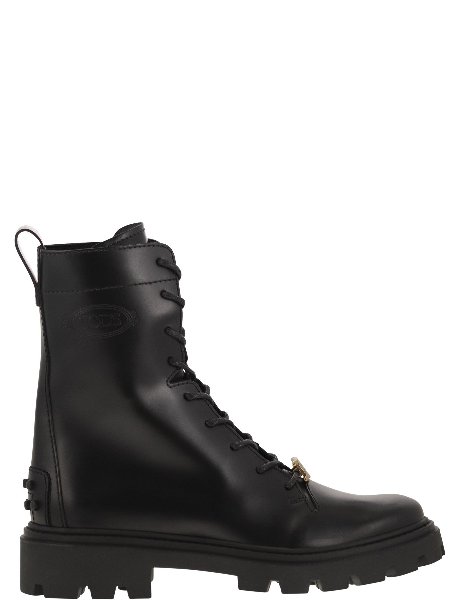 Shop Tod's Leather Boots In Black