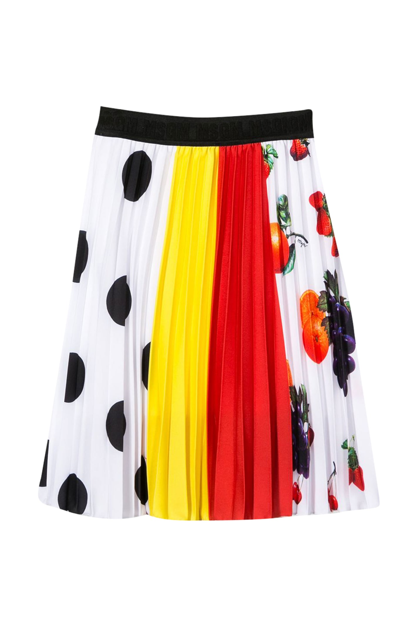 Msgm Pleated Print Crepe De Chine Skirt In Var. Uni