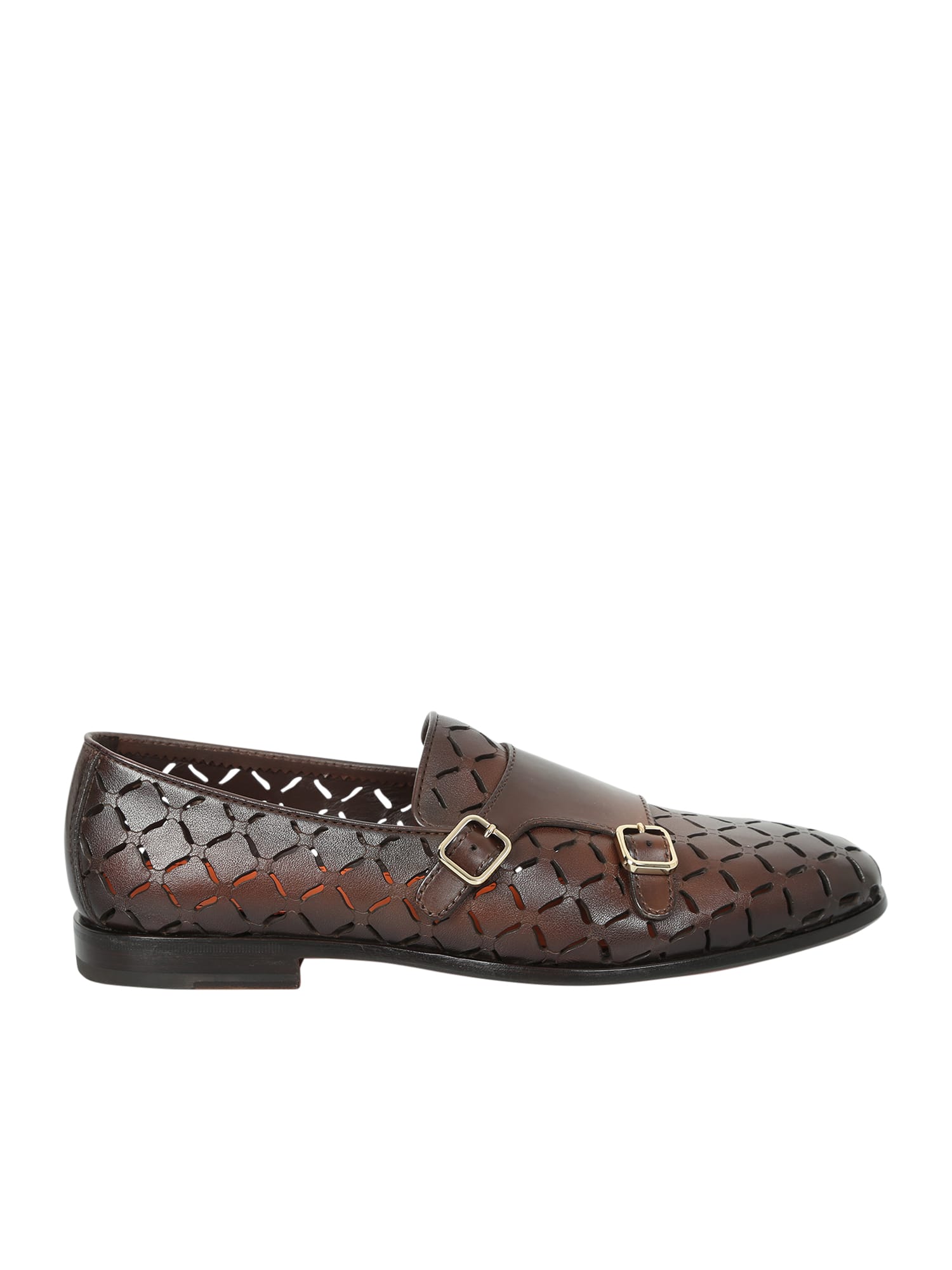 Santoni Perforated Leather Loafers