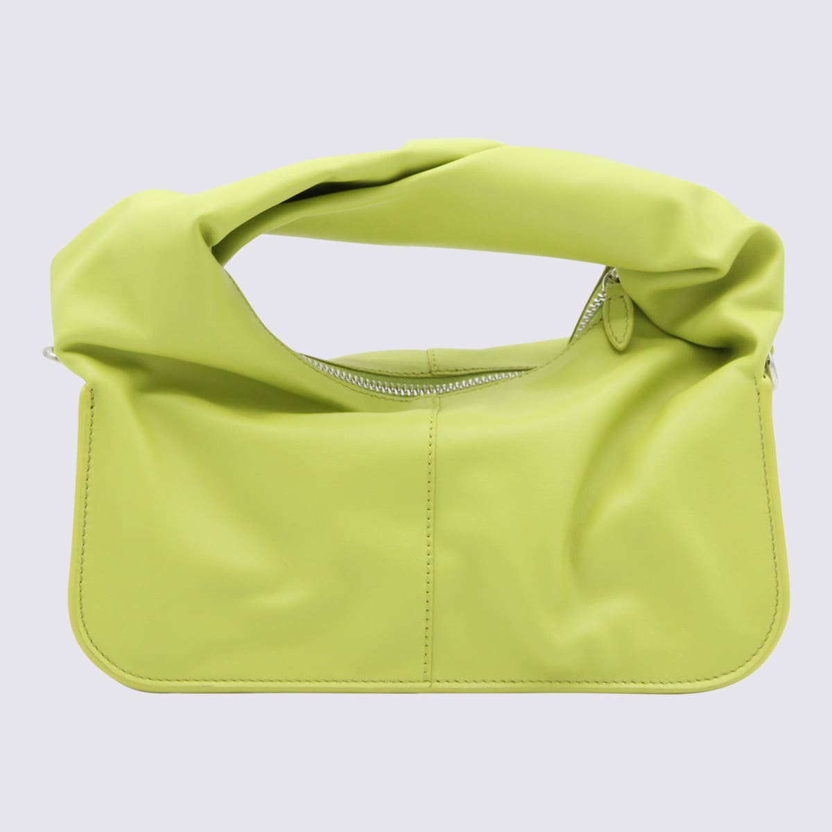 Shop Yuzefi Leather Anise Wonton Handle Bag In Green