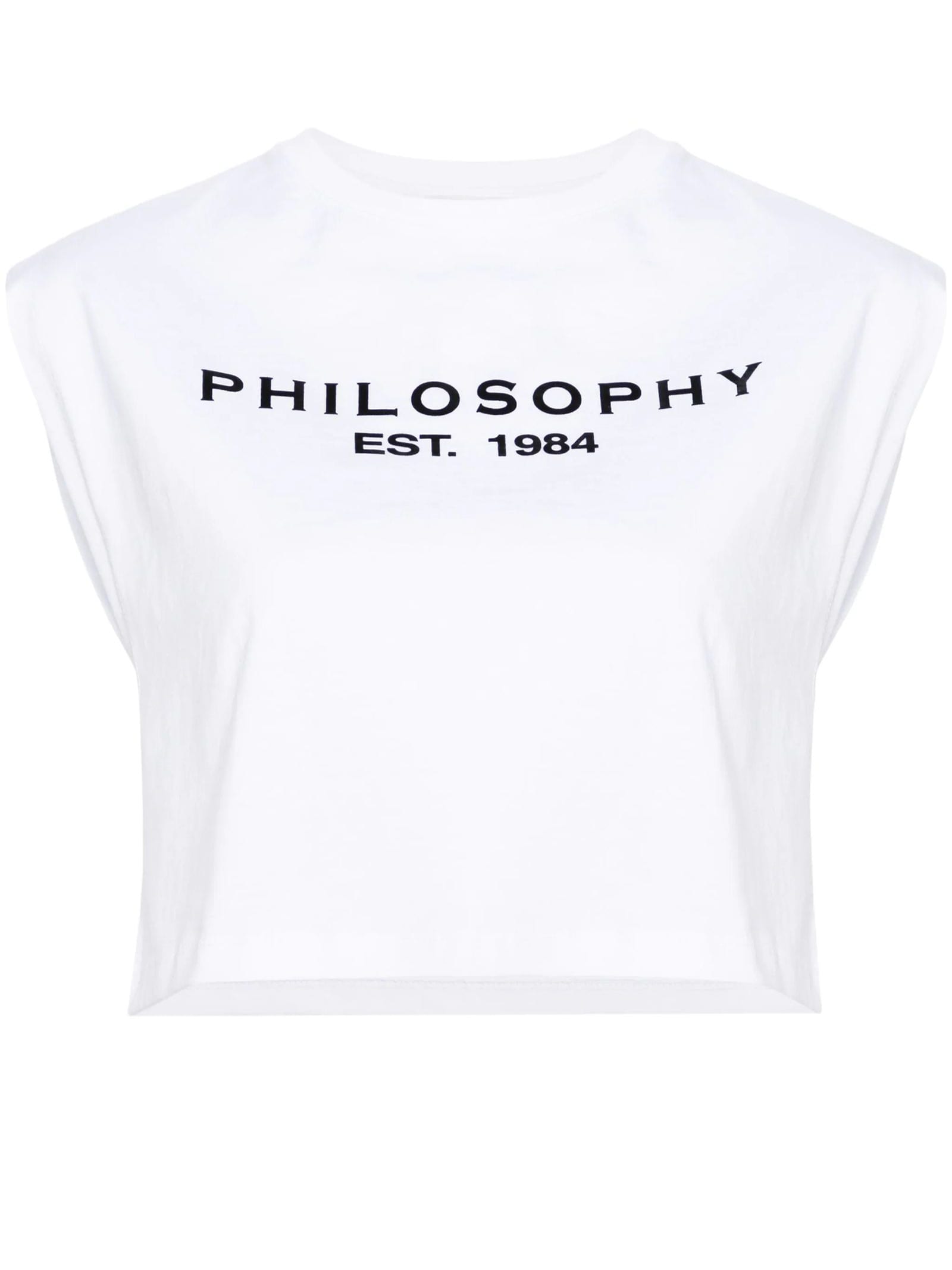 Shop Philosophy Di Lorenzo Serafini T-shirt Cropped Con Logo In Bianco