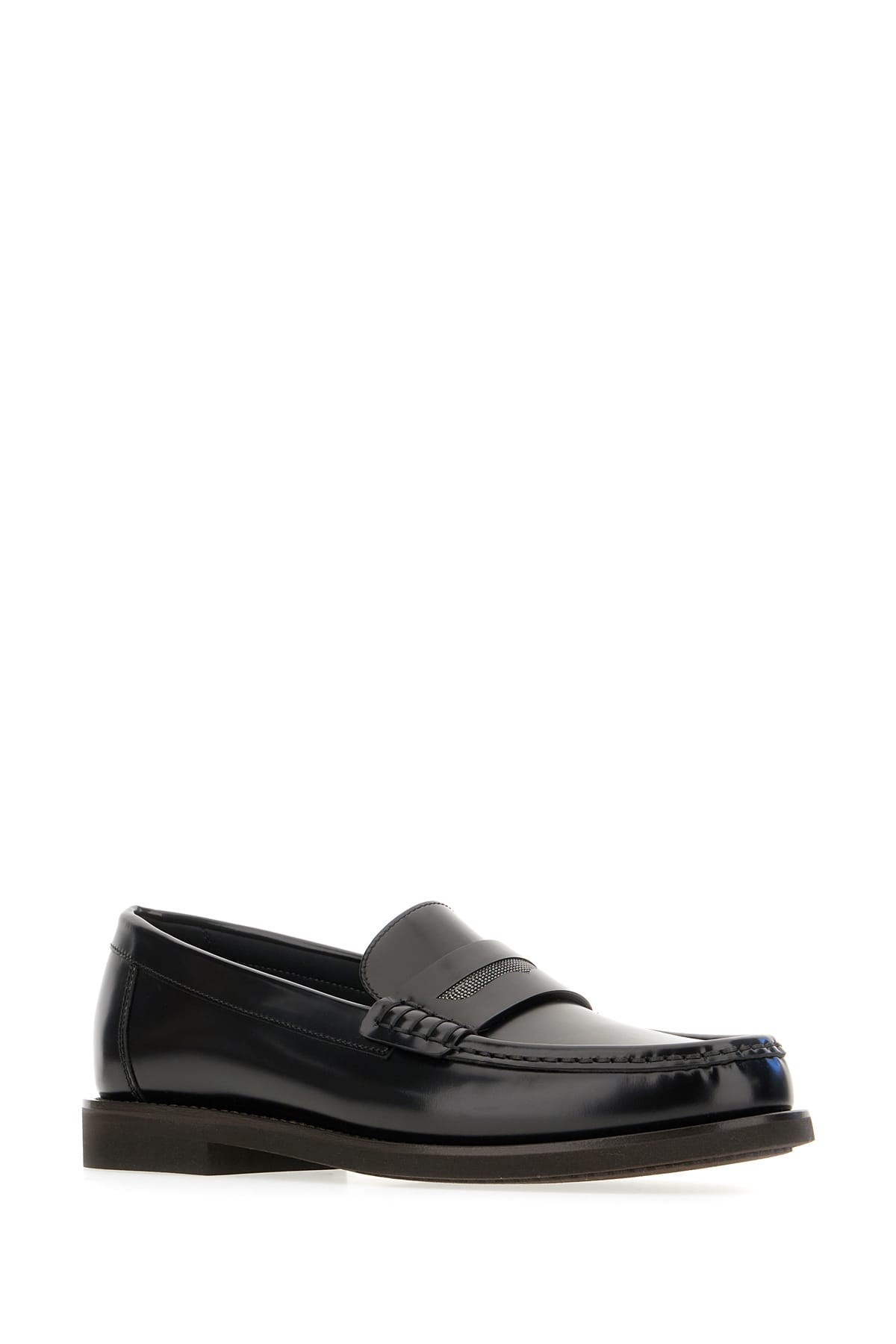 Brunello Cucinelli Black Leather Loafers In Black
