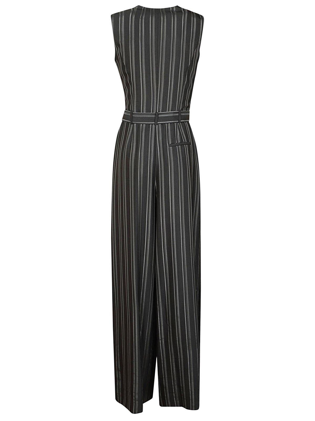 Shop Alberta Ferretti Wide Leg Striped Trousers  In Grey