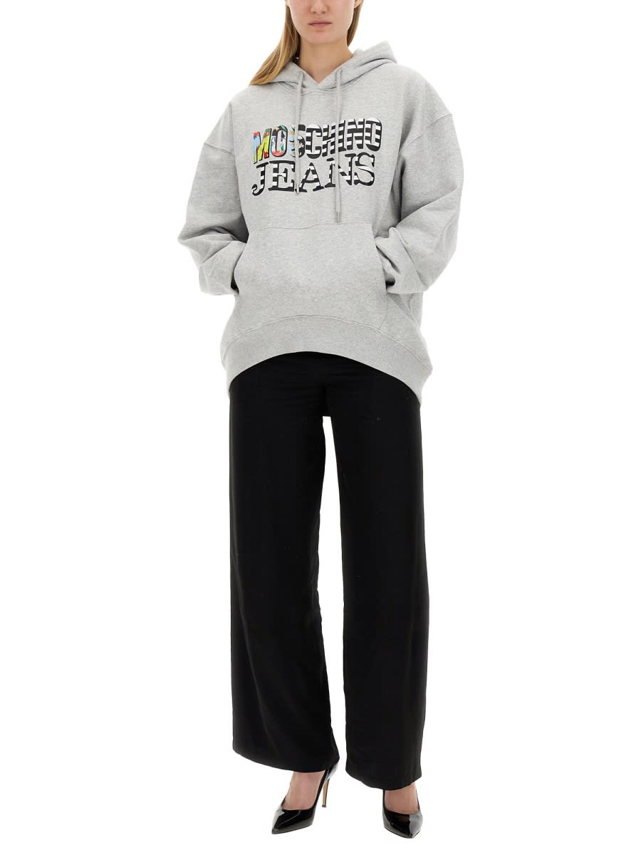 Shop M05ch1n0 Jeans Sweatshirt With Logo In Grey