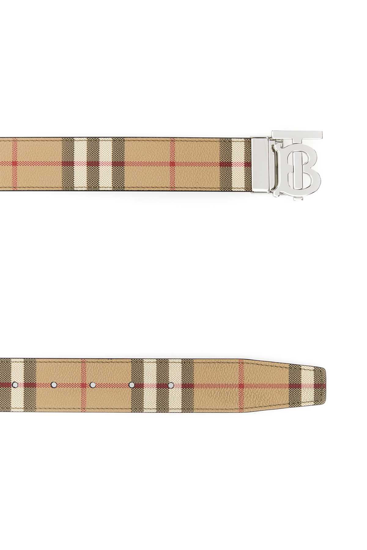 Shop Burberry Printed Canvas Belt In Archivebeigesilver
