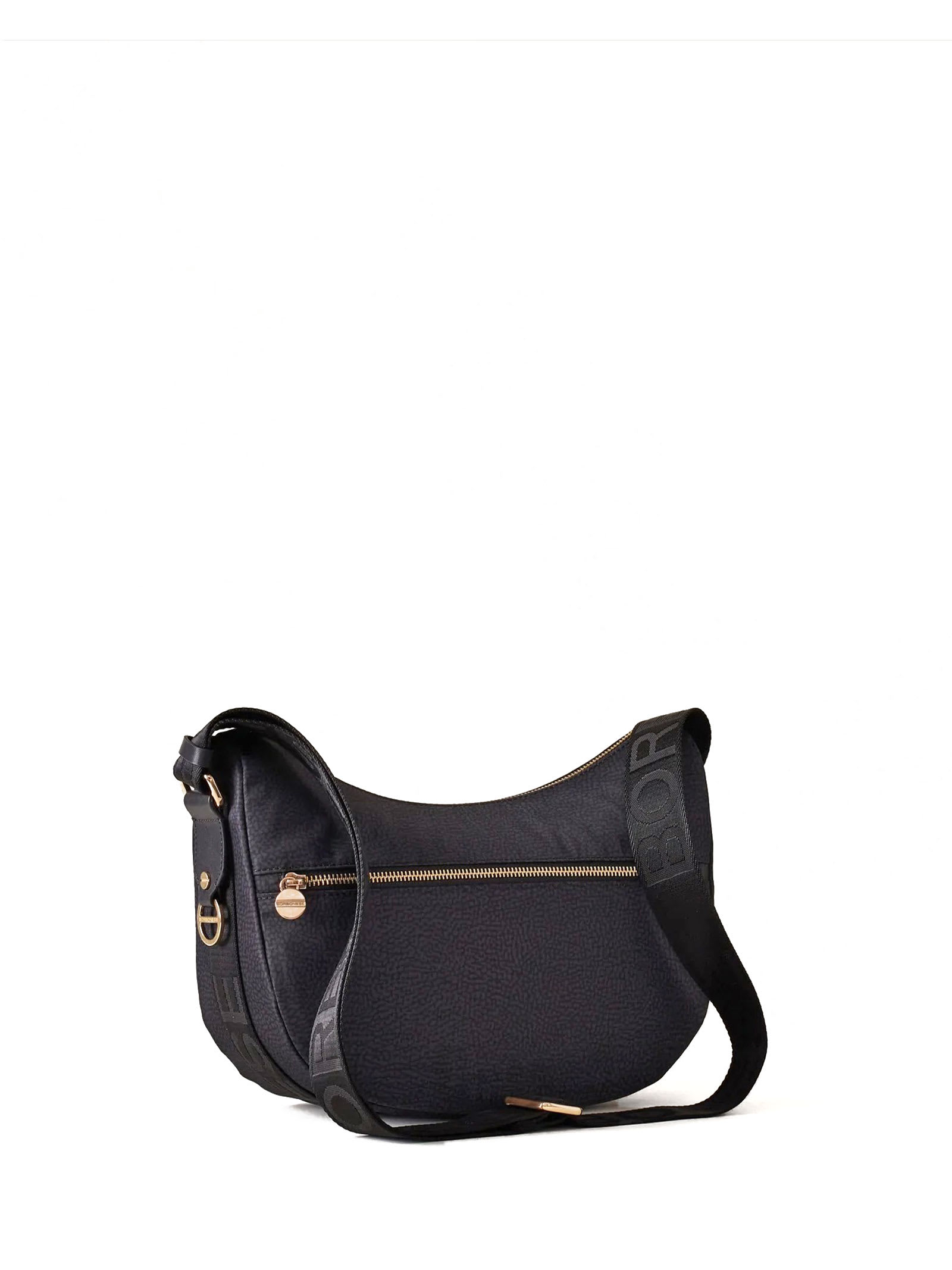 Shop Borbonese Small Luna Bag In Nylon With Op Motif  In Black