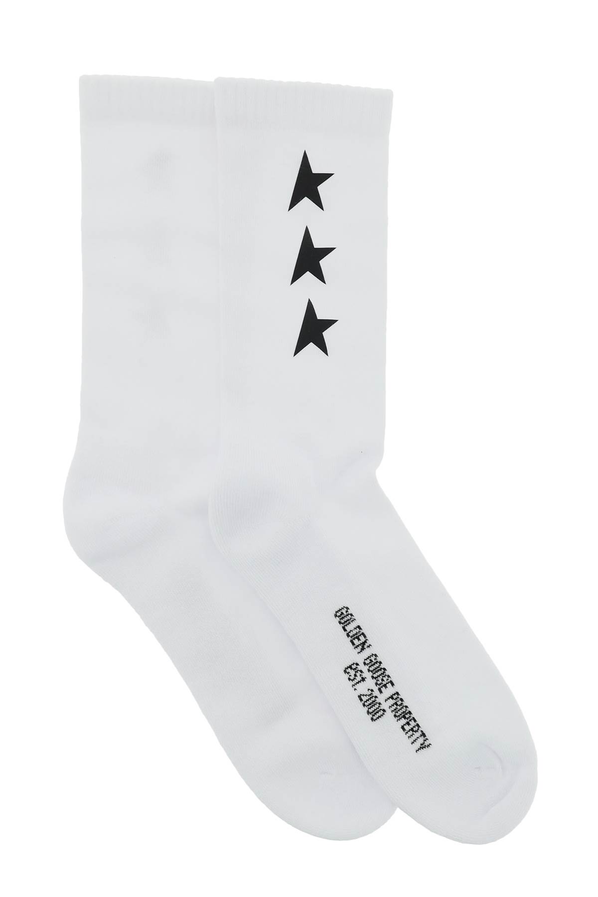 Shop Golden Goose Logo Socks In White Black (white)