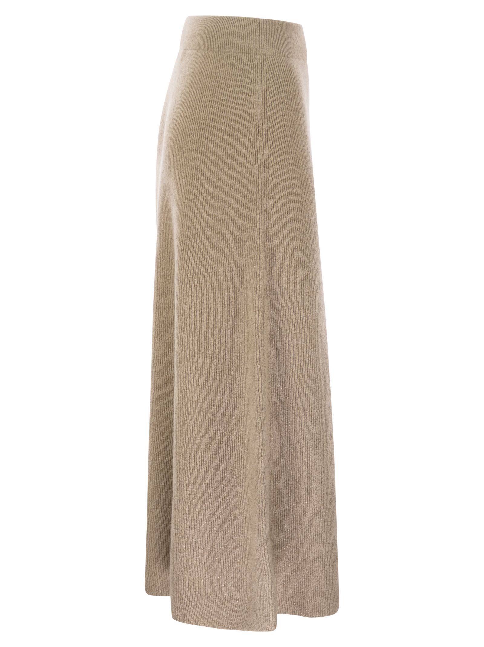 Fabiana Filippi Platinum And Lurex Long Skirt In Sand