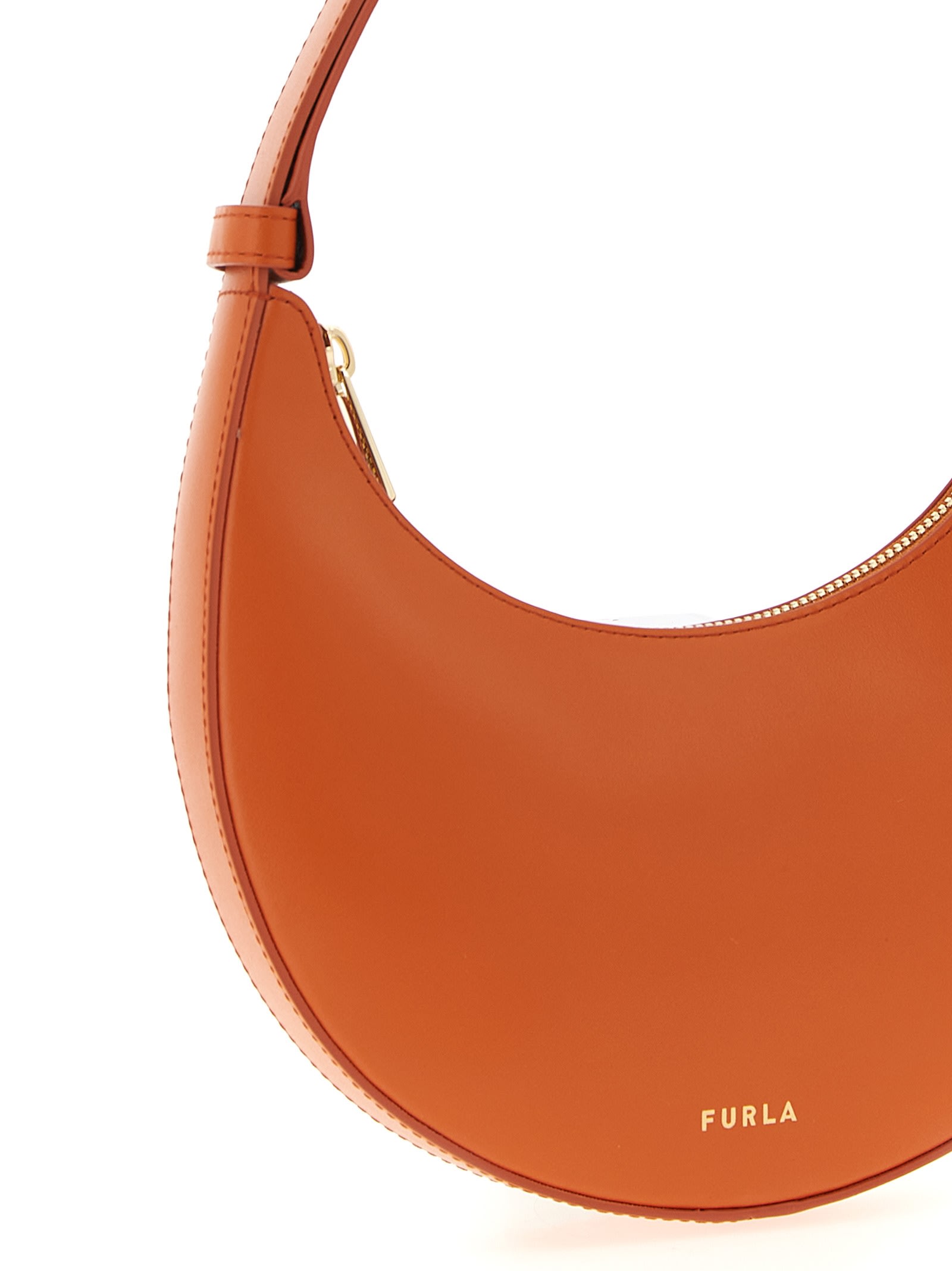 Furla Smooth Crescent Shoulder Bag With Zippered Closure In Red