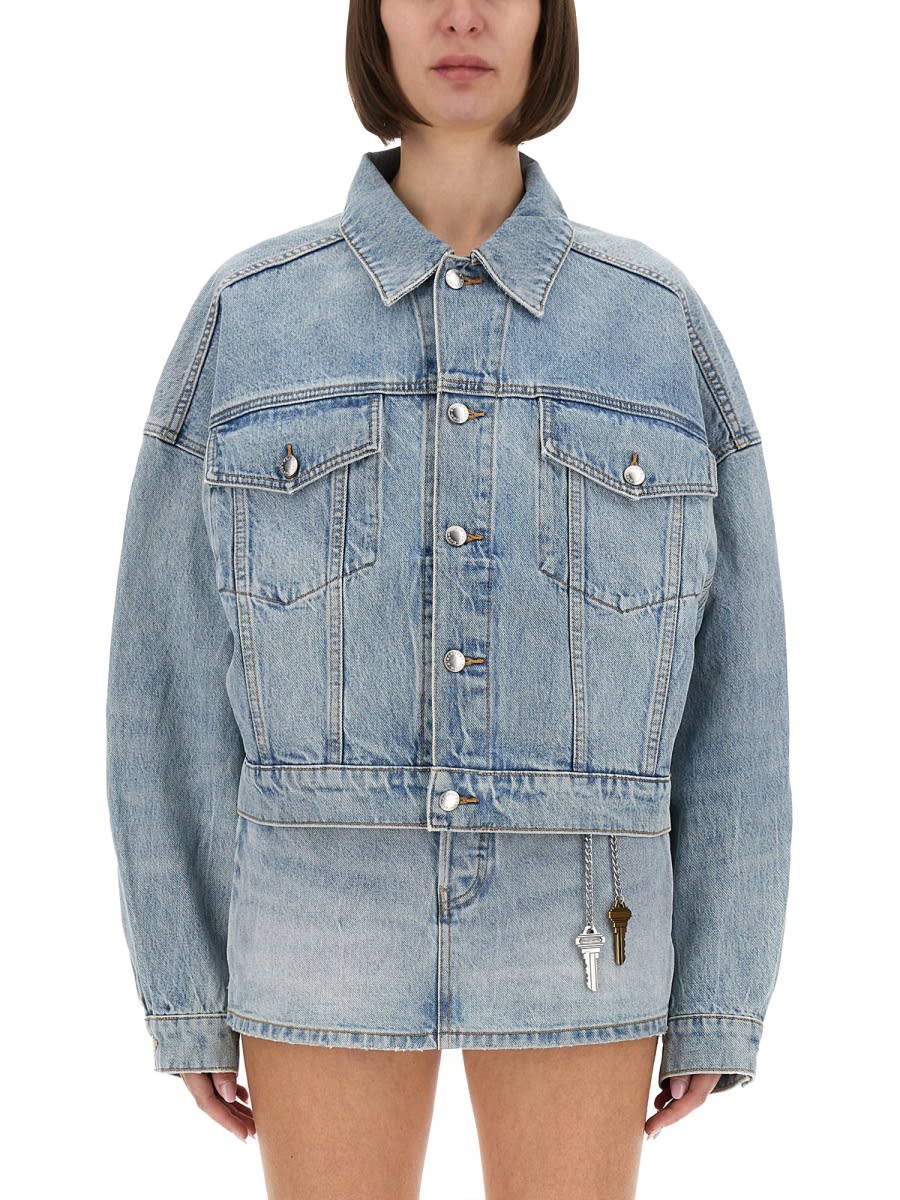 Alexander Wang Boxy Fit Denim Trucker Jacket In Blue