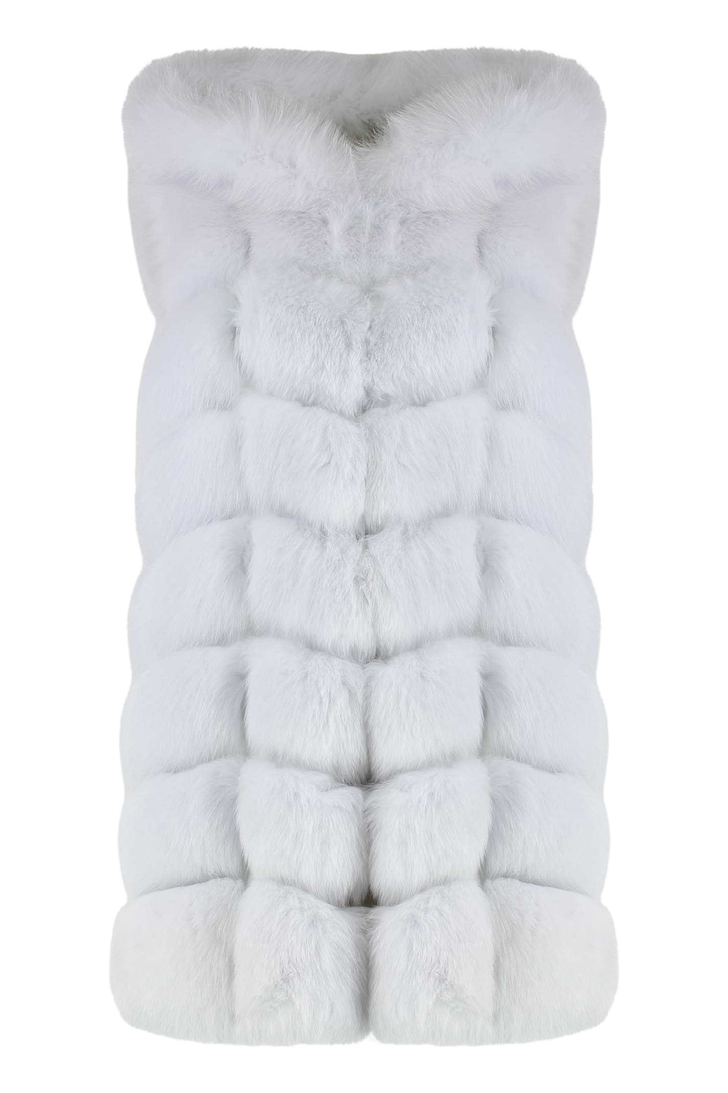 Frame Faux Fur Vest In Gray