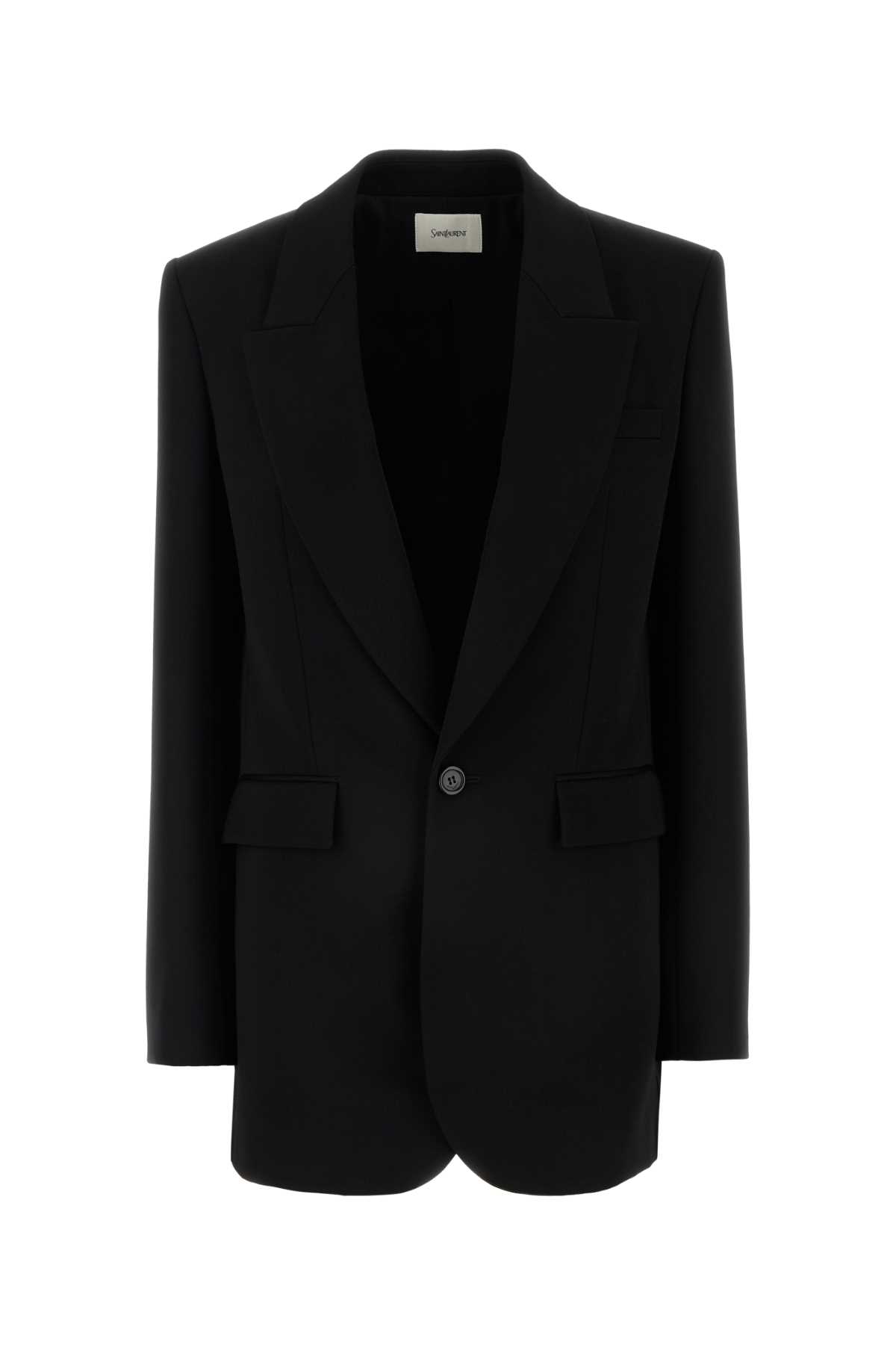 Shop Saint Laurent Black Wool Blazer In Noir