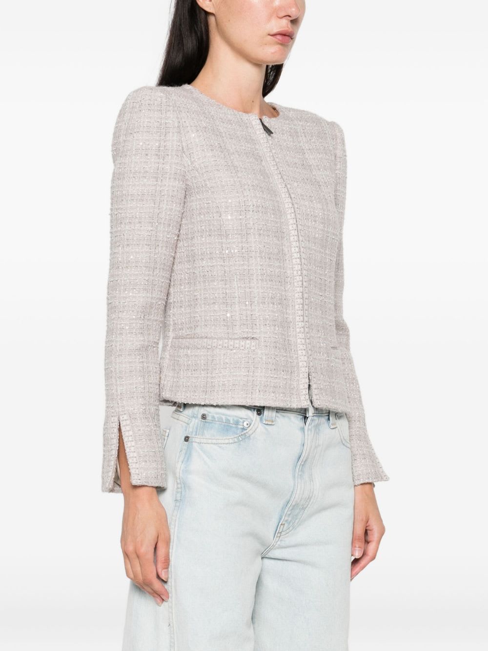 Emporio Armani Wool Blend Blazer Jacket In Neutral
