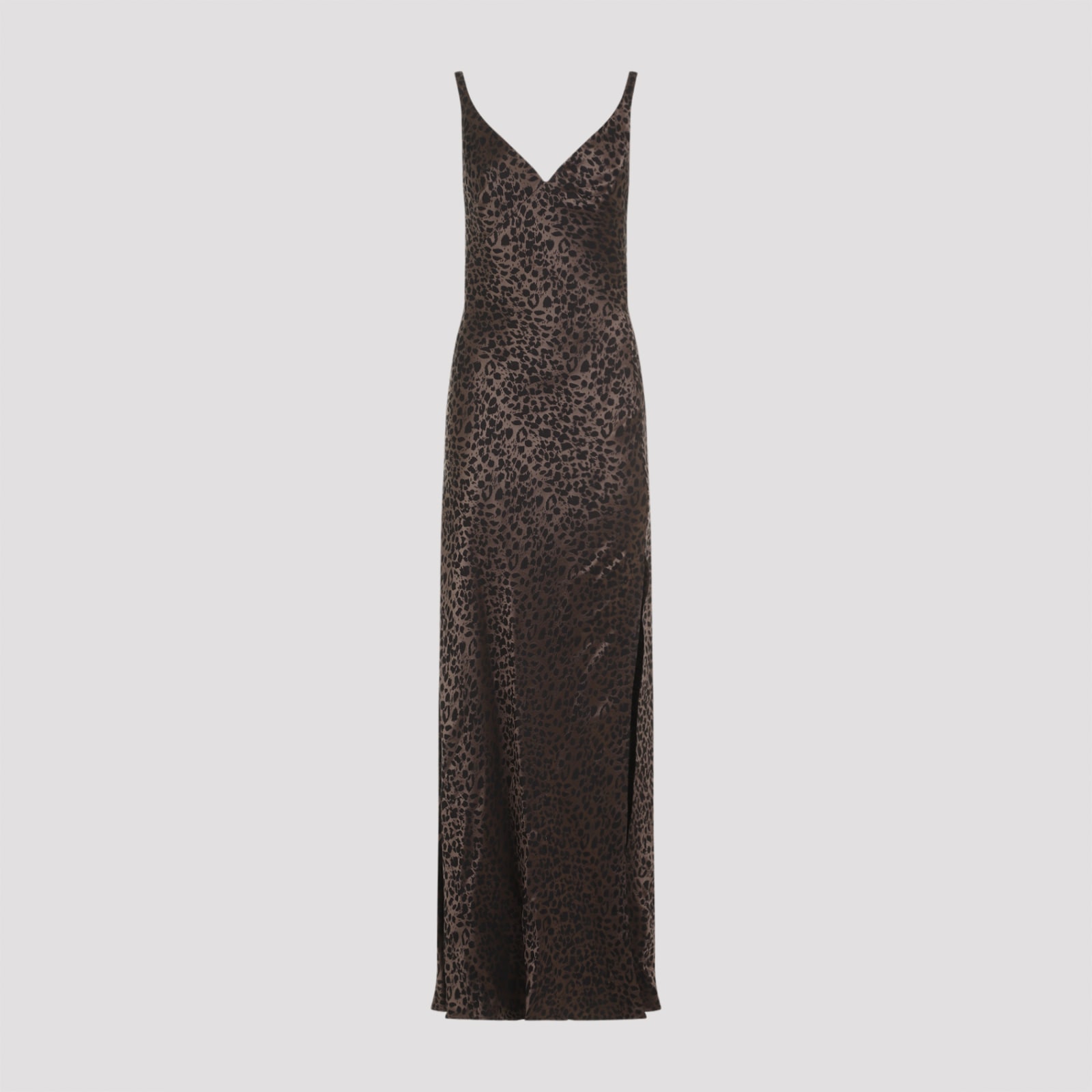 Shop Alexander Mcqueen Leopard Jacquard Long Dress In Brown